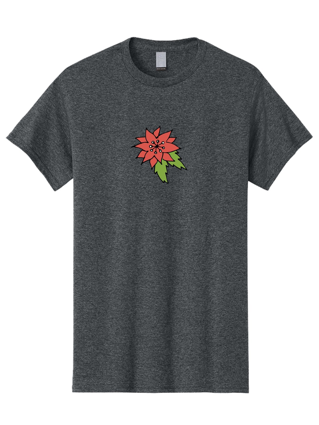 Poinsettia-2 Men'S Graphic Tee, 100% Cotton, Comfortable Casual Summer Wear, Machine Washable, Red Poinsettia Flower, Festive Holiday Decor, Christmas Plant, Symbolic Blooms, Vibrant Red Petals, Green Leaves, Winter Flowers, Aab047 12