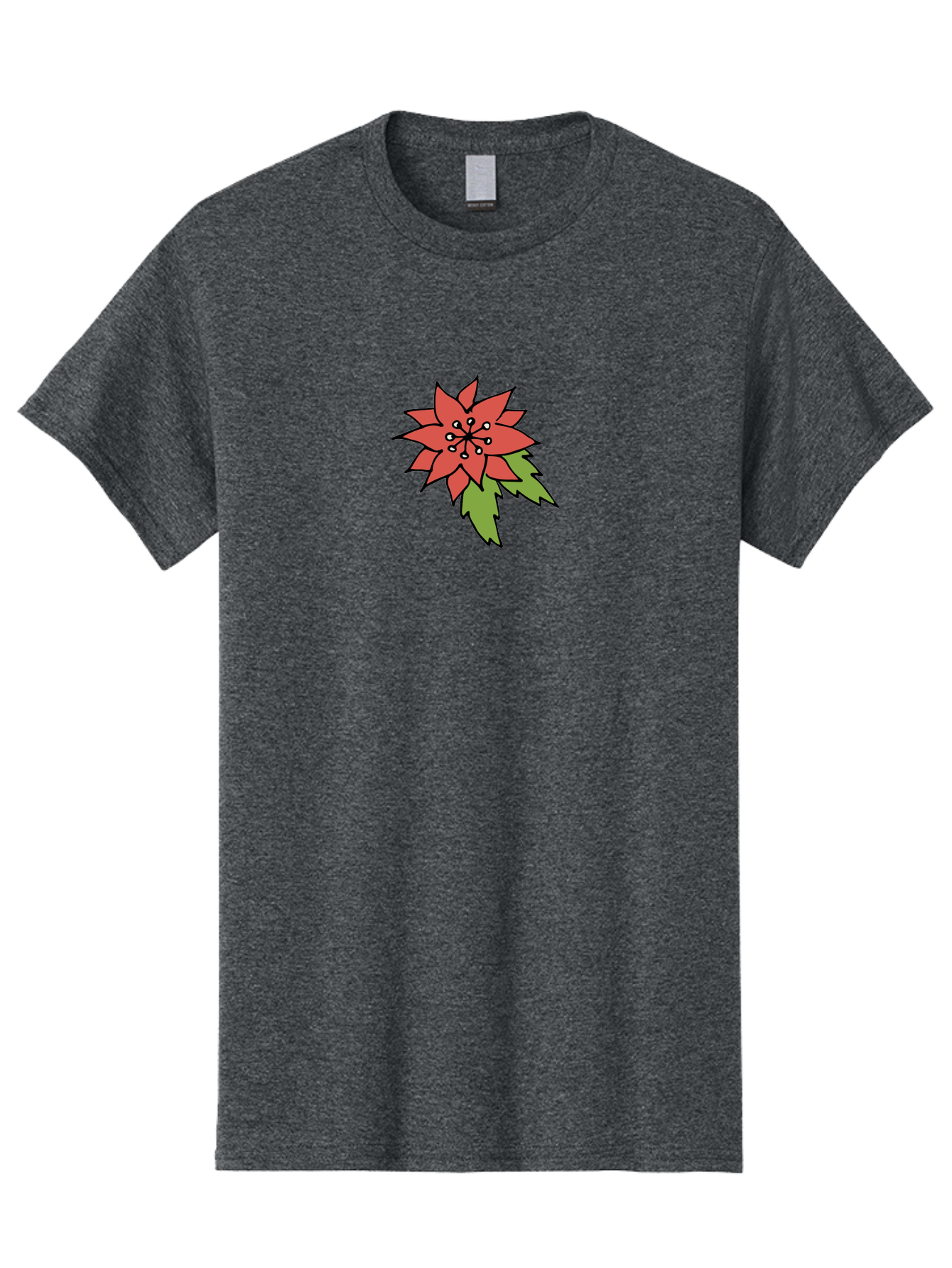 Poinsettia-2 Men'S Graphic Tee, 100% Cotton, Comfortable Casual Summer Wear, Machine Washable, Red Poinsettia Flower, Festive Holiday Decor, Christmas Plant, Symbolic Blooms, Vibrant Red Petals, Green Leaves, Winter Flowers, Aab047 5