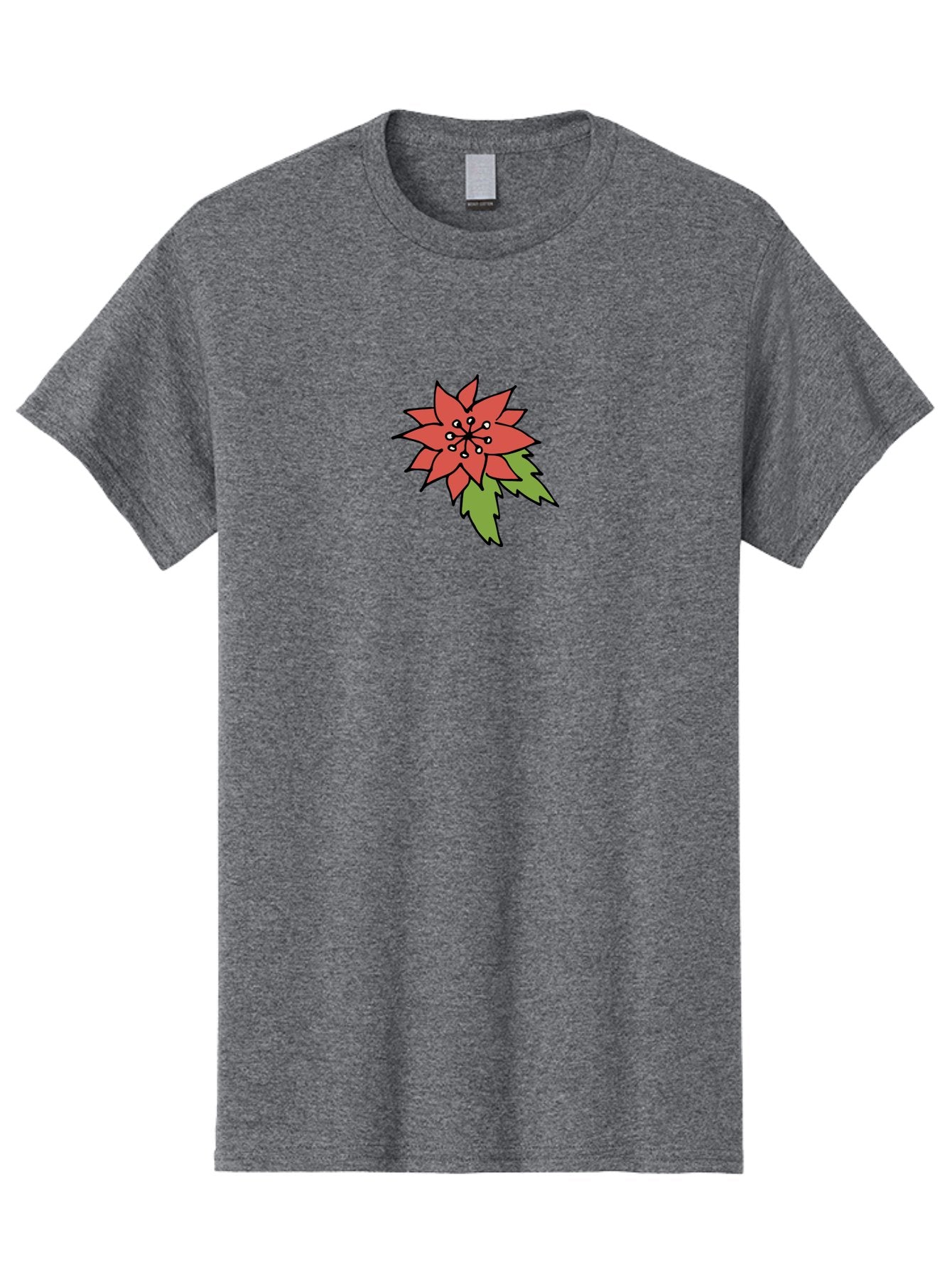 Poinsettia-2 Men'S Graphic Tee, 100% Cotton, Comfortable Casual Summer Wear, Machine Washable, Red Poinsettia Flower, Festive Holiday Decor, Christmas Plant, Symbolic Blooms, Vibrant Red Petals, Green Leaves, Winter Flowers, Aab047
