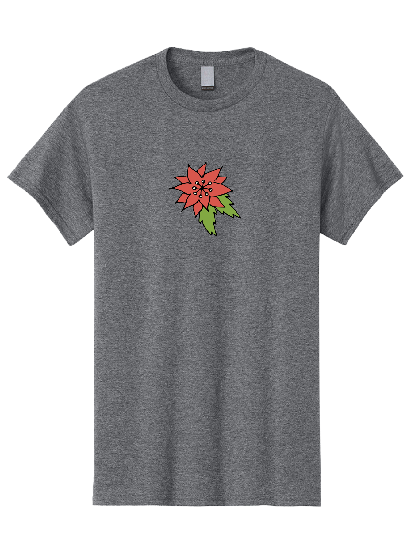 Poinsettia-2 Men'S Graphic Tee, 100% Cotton, Comfortable Casual Summer Wear, Machine Washable, Red Poinsettia Flower, Festive Holiday Decor, Christmas Plant, Symbolic Blooms, Vibrant Red Petals, Green Leaves, Winter Flowers, Aab047 19