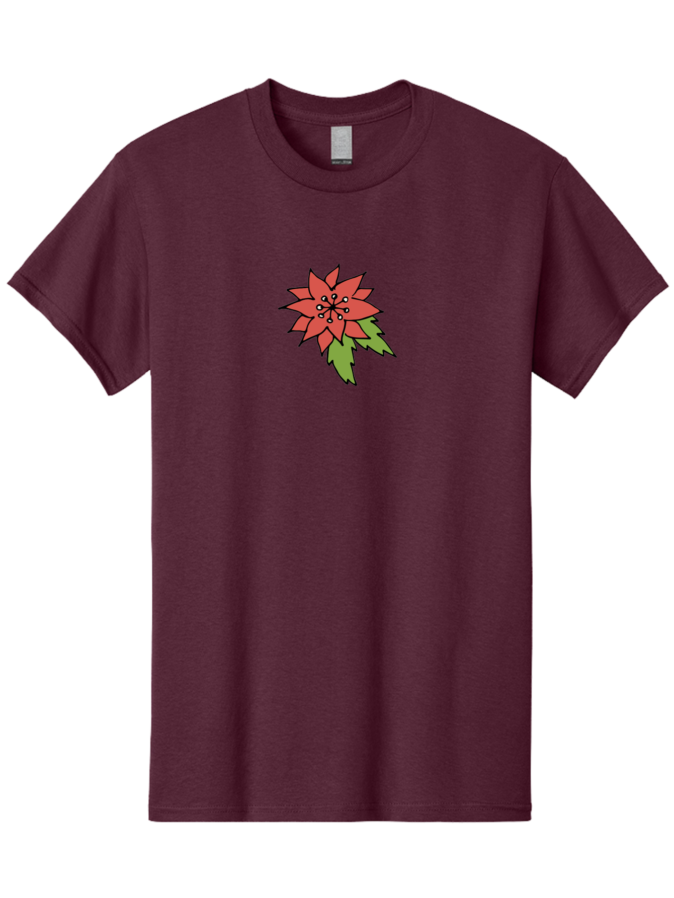 Poinsettia-2 Men'S Graphic Tee, 100% Cotton, Comfortable Casual Summer Wear, Machine Washable, Red Poinsettia Flower, Festive Holiday Decor, Christmas Plant, Symbolic Blooms, Vibrant Red Petals, Green Leaves, Winter Flowers, Aab047 25