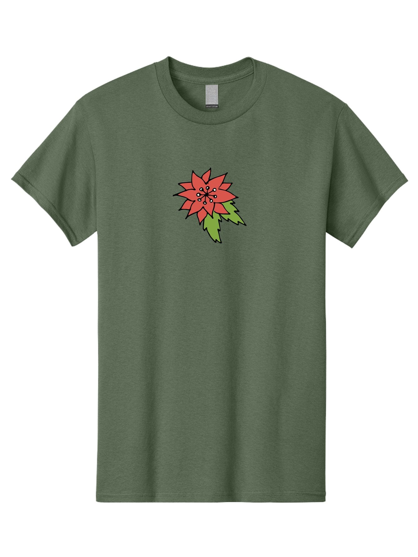 Poinsettia-2 Men'S Graphic Tee, 100% Cotton, Comfortable Casual Summer Wear, Machine Washable, Red Poinsettia Flower, Festive Holiday Decor, Christmas Plant, Symbolic Blooms, Vibrant Red Petals, Green Leaves, Winter Flowers, Aab047 5