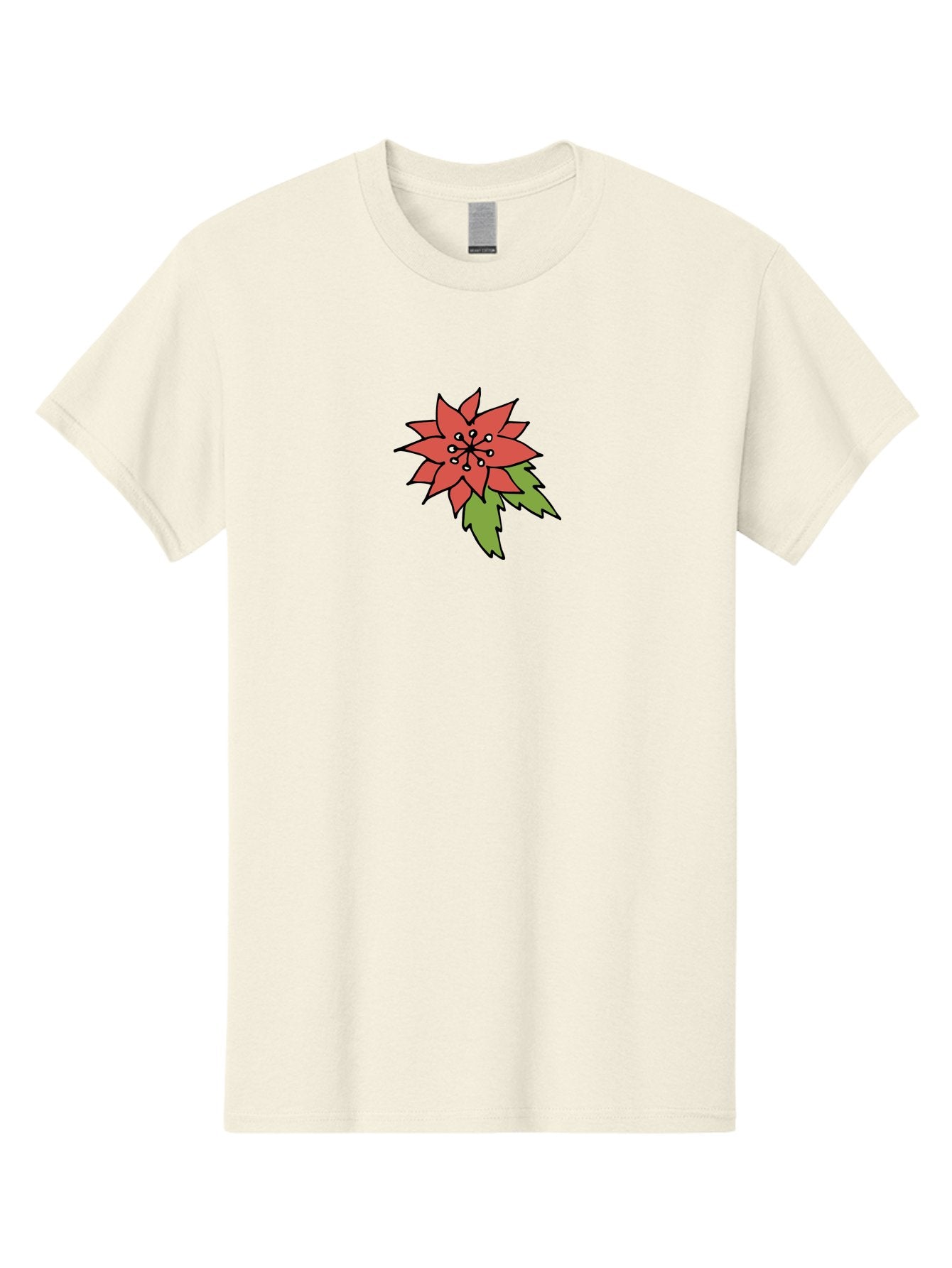 Poinsettia-2 Men'S Graphic Tee, 100% Cotton, Comfortable Casual Summer Wear, Machine Washable, Red Poinsettia Flower, Festive Holiday Decor, Christmas Plant, Symbolic Blooms, Vibrant Red Petals, Green Leaves, Winter Flowers, Aab047 13