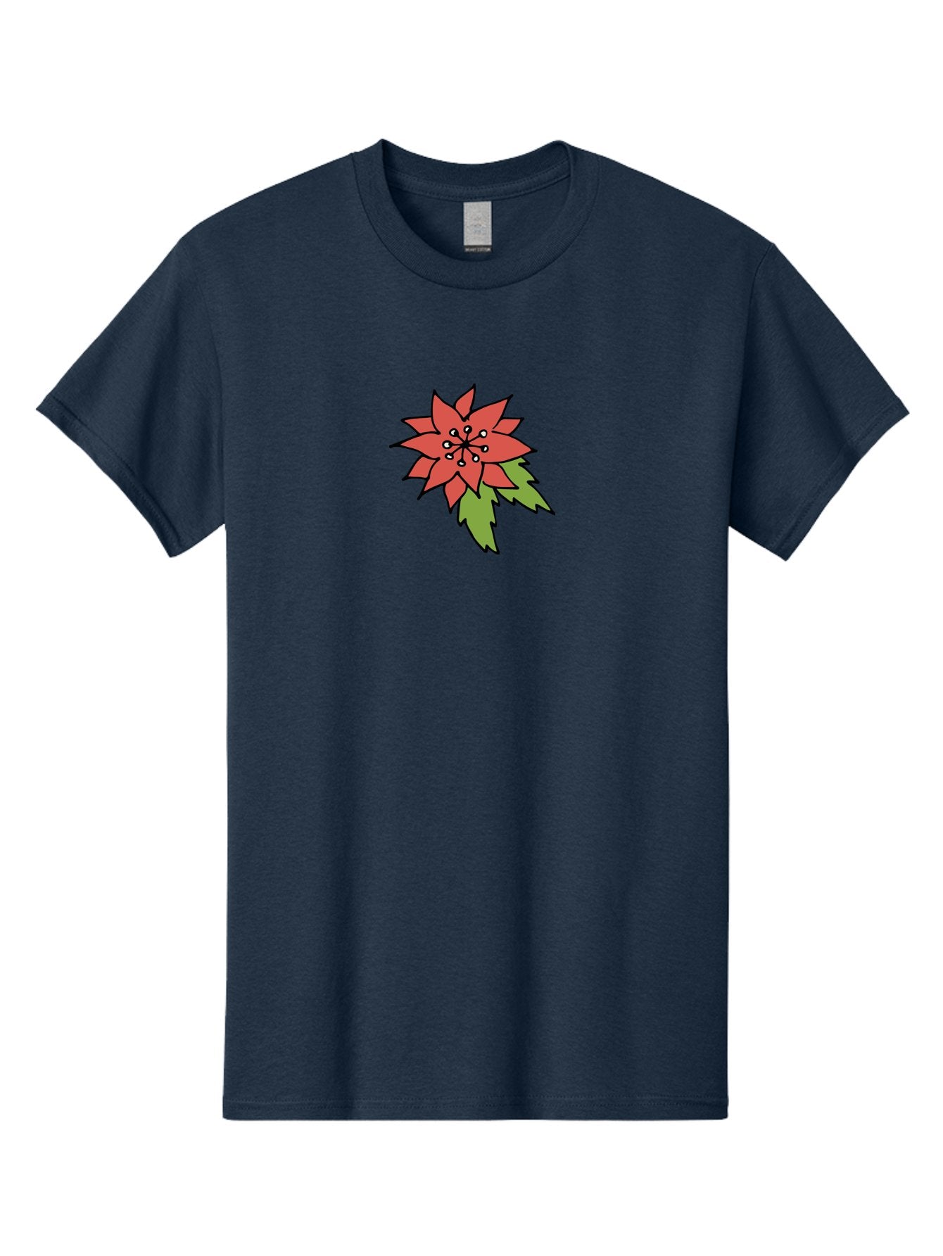 Poinsettia-2 Men'S Graphic Tee, 100% Cotton, Comfortable Casual Summer Wear, Machine Washable, Red Poinsettia Flower, Festive Holiday Decor, Christmas Plant, Symbolic Blooms, Vibrant Red Petals, Green Leaves, Winter Flowers, Aab047 8