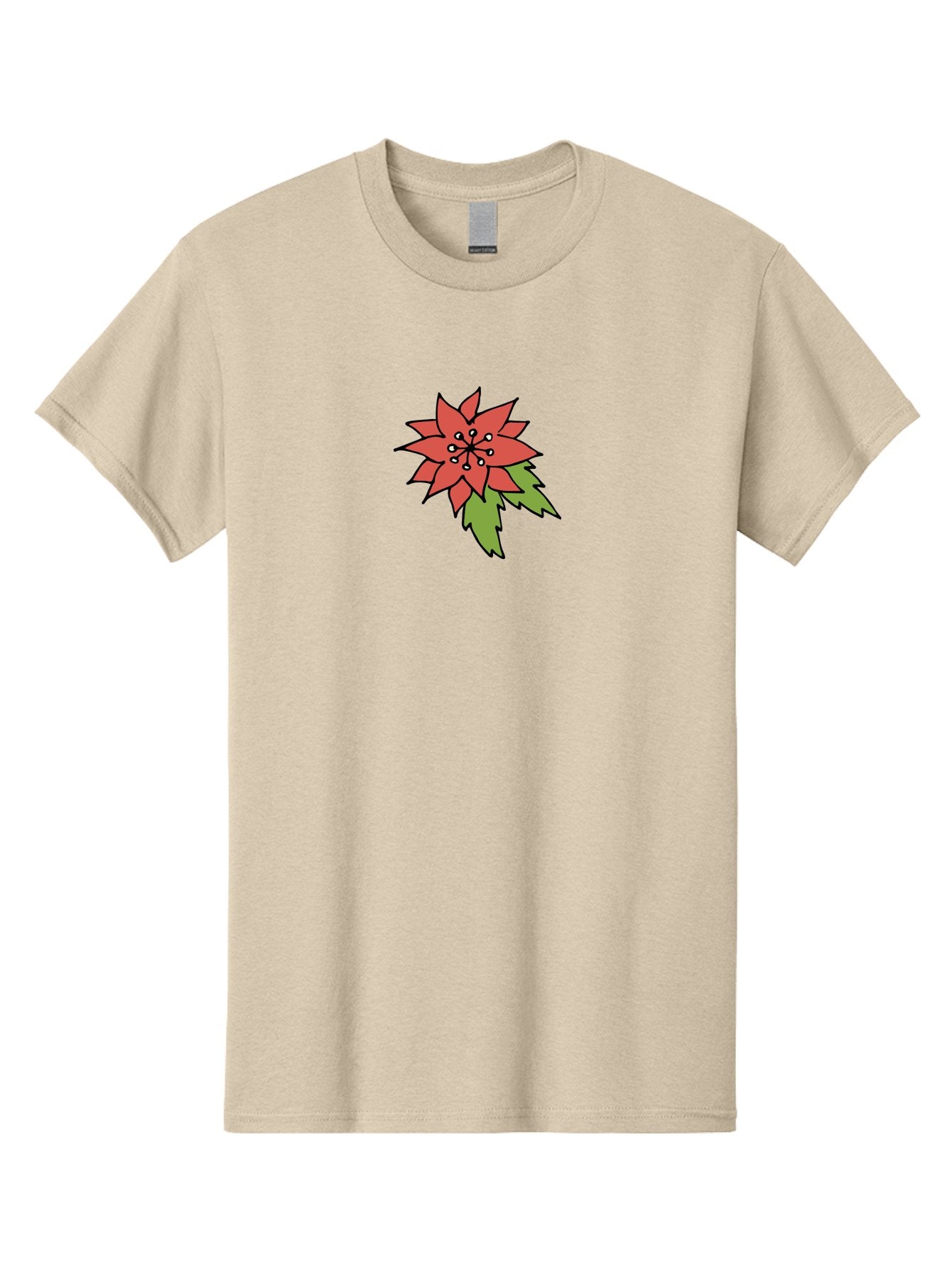 Poinsettia-2 Men'S Graphic Tee, 100% Cotton, Comfortable Casual Summer Wear, Machine Washable, Red Poinsettia Flower, Festive Holiday Decor, Christmas Plant, Symbolic Blooms, Vibrant Red Petals, Green Leaves, Winter Flowers, Aab047 3