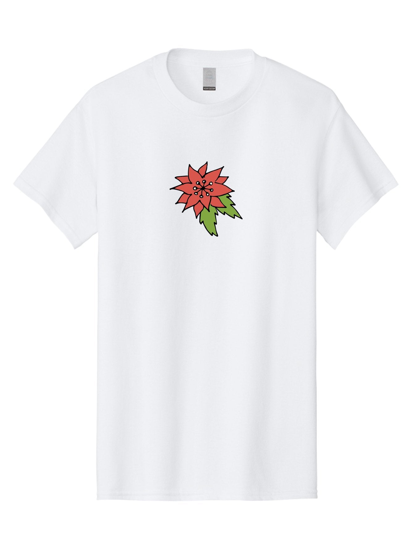 Poinsettia-2 Men'S Graphic Tee, 100% Cotton, Comfortable Casual Summer Wear, Machine Washable, Red Poinsettia Flower, Festive Holiday Decor, Christmas Plant, Symbolic Blooms, Vibrant Red Petals, Green Leaves, Winter Flowers, Aab047 6