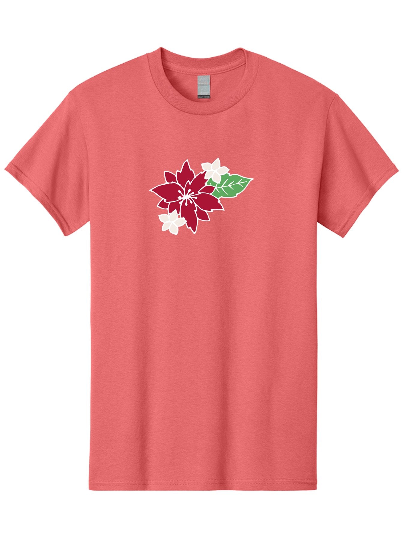 Poinsettia-3 Men'S Graphic Tee, 100% Cotton, Comfortable Casual Summer Wear, Machine Washable, Poinsettia Flowers, Red And White Blooms, Festive Holiday Decor, Christmas Flowers, Floral Arrangements, Winter Flowers Aab048 4