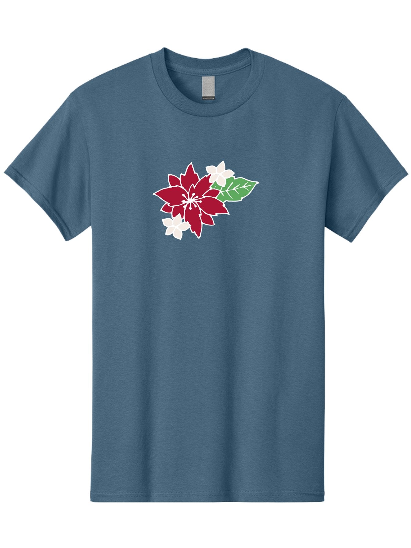 Poinsettia-3 Men'S Graphic Tee, 100% Cotton, Comfortable Casual Summer Wear, Machine Washable, Poinsettia Flowers, Red And White Blooms, Festive Holiday Decor, Christmas Flowers, Floral Arrangements, Winter Flowers Aab048 5