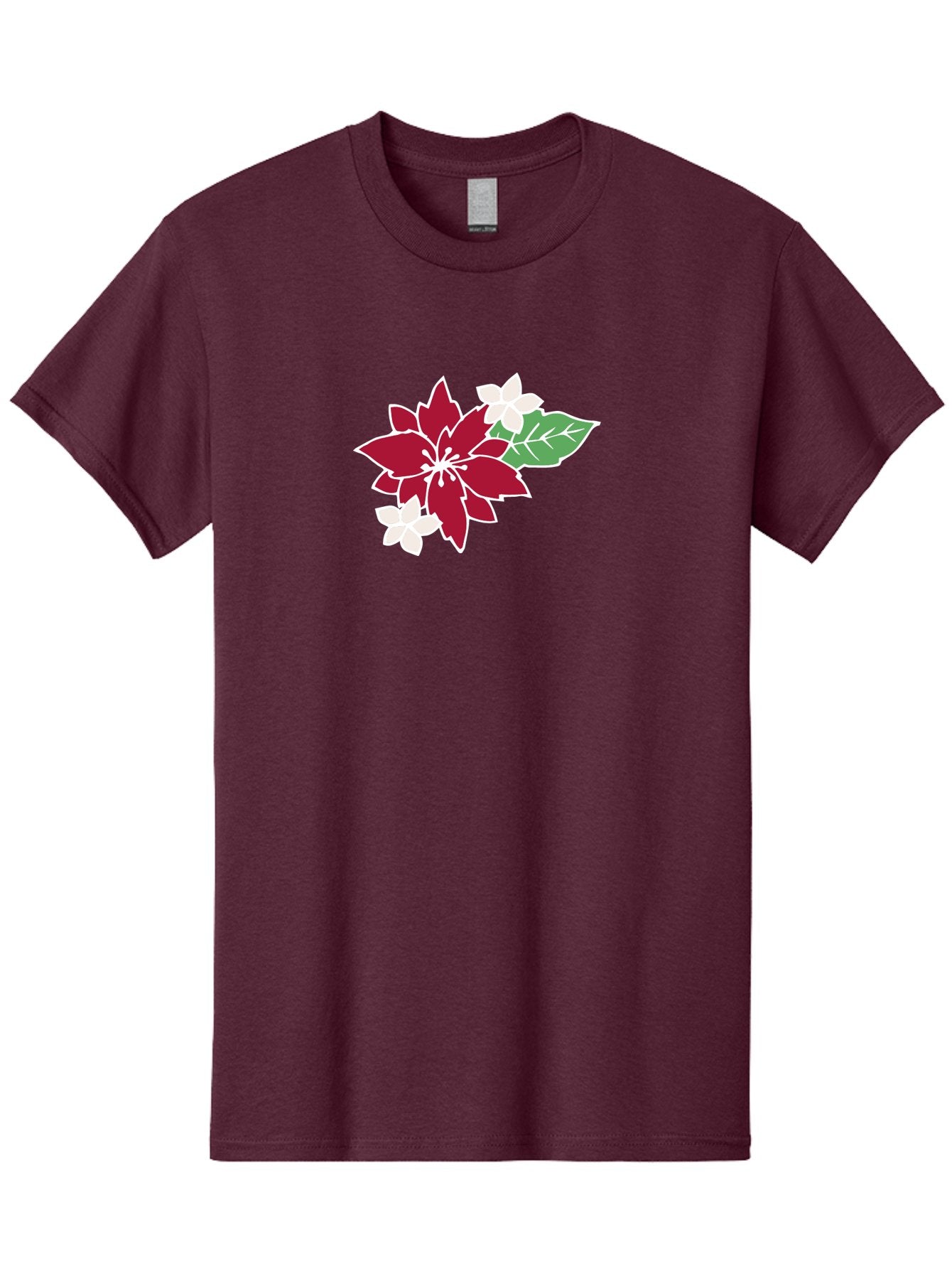 Poinsettia-3 Men'S Graphic Tee, 100% Cotton, Comfortable Casual Summer Wear, Machine Washable, Poinsettia Flowers, Red And White Blooms, Festive Holiday Decor, Christmas Flowers, Floral Arrangements, Winter Flowers Aab048 12