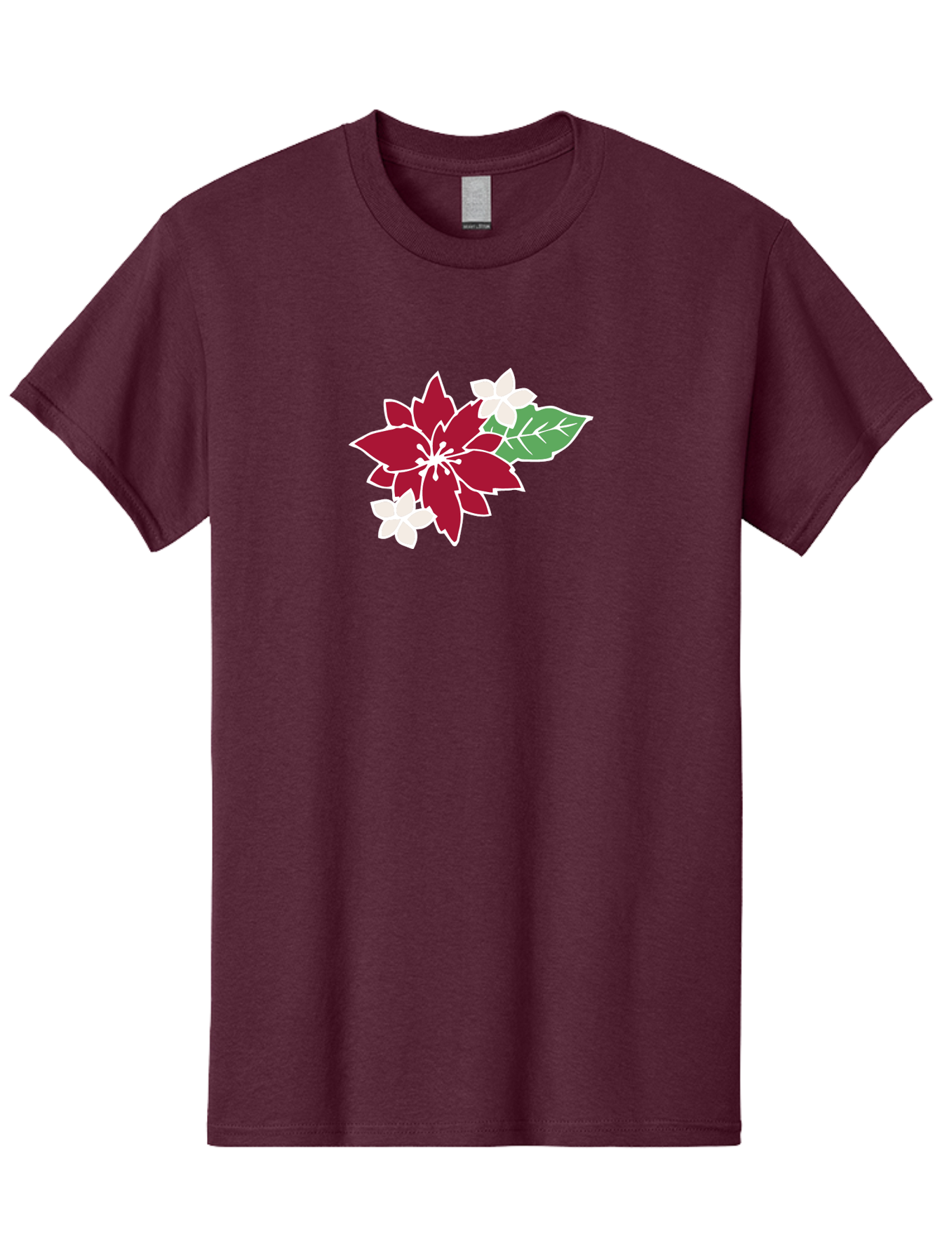 Poinsettia-3 Men'S Graphic Tee, 100% Cotton, Comfortable Casual Summer Wear, Machine Washable, Poinsettia Flowers, Red And White Blooms, Festive Holiday Decor, Christmas Flowers, Floral Arrangements, Winter Flowers Aab048 5