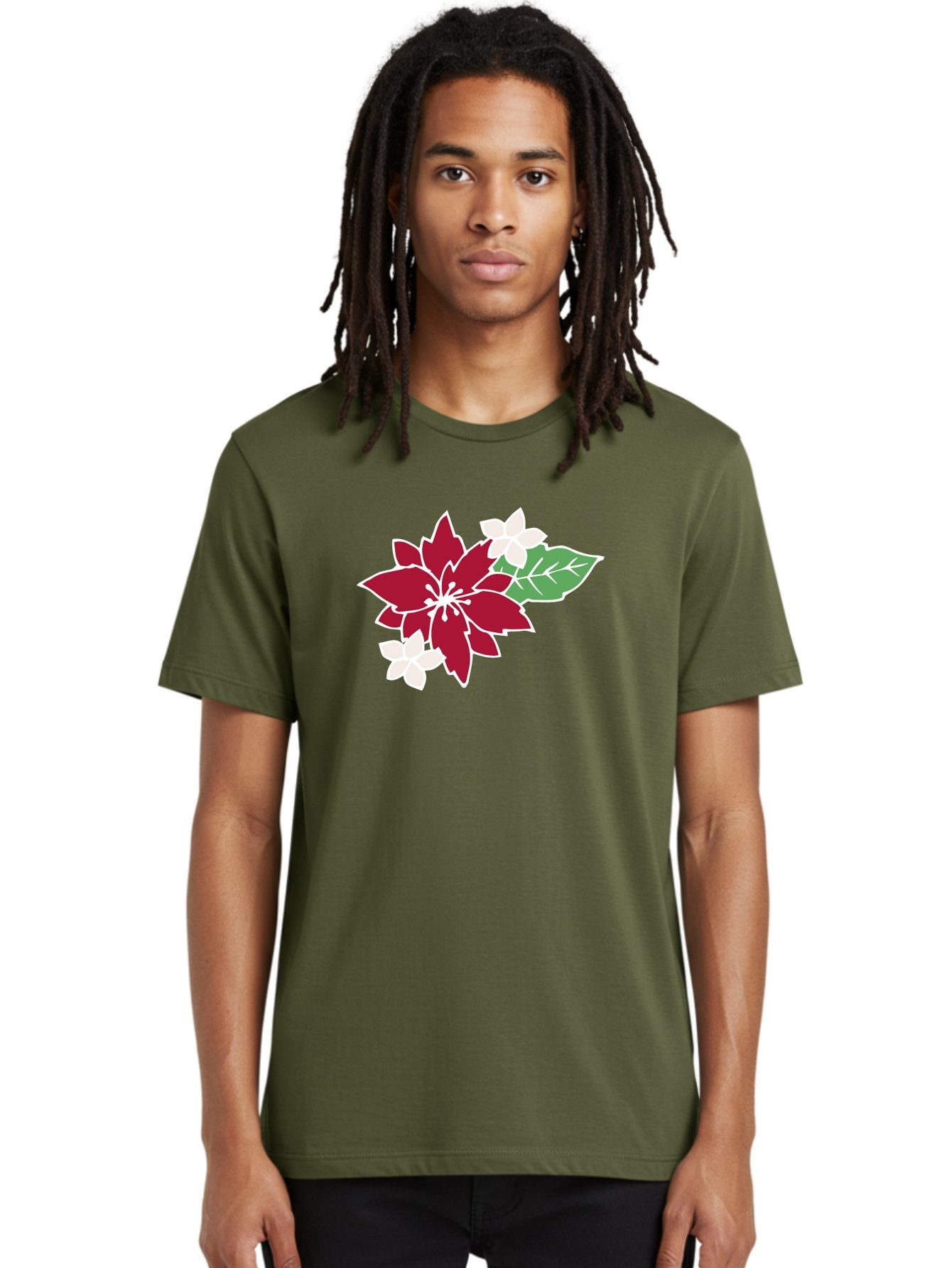 Poinsettia-3 Men'S Graphic Tee, 100% Cotton, Comfortable Casual Summer Wear, Machine Washable, Poinsettia Flowers, Red And White Blooms, Festive Holiday Decor, Christmas Flowers, Floral Arrangements, Winter Flowers Aab048 29