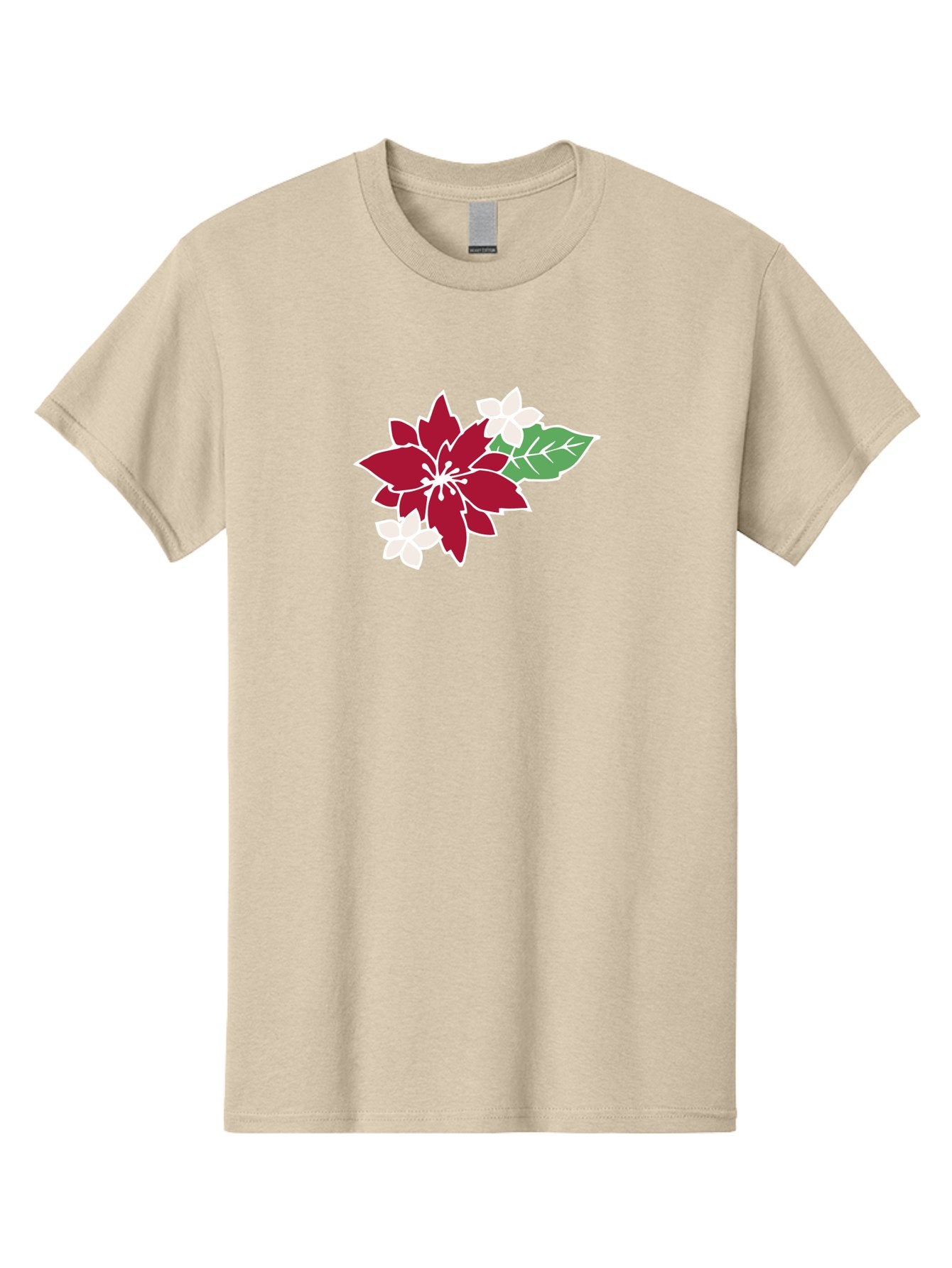 Poinsettia-3 Men'S Graphic Tee, 100% Cotton, Comfortable Casual Summer Wear, Machine Washable, Poinsettia Flowers, Red And White Blooms, Festive Holiday Decor, Christmas Flowers, Floral Arrangements, Winter Flowers Aab048