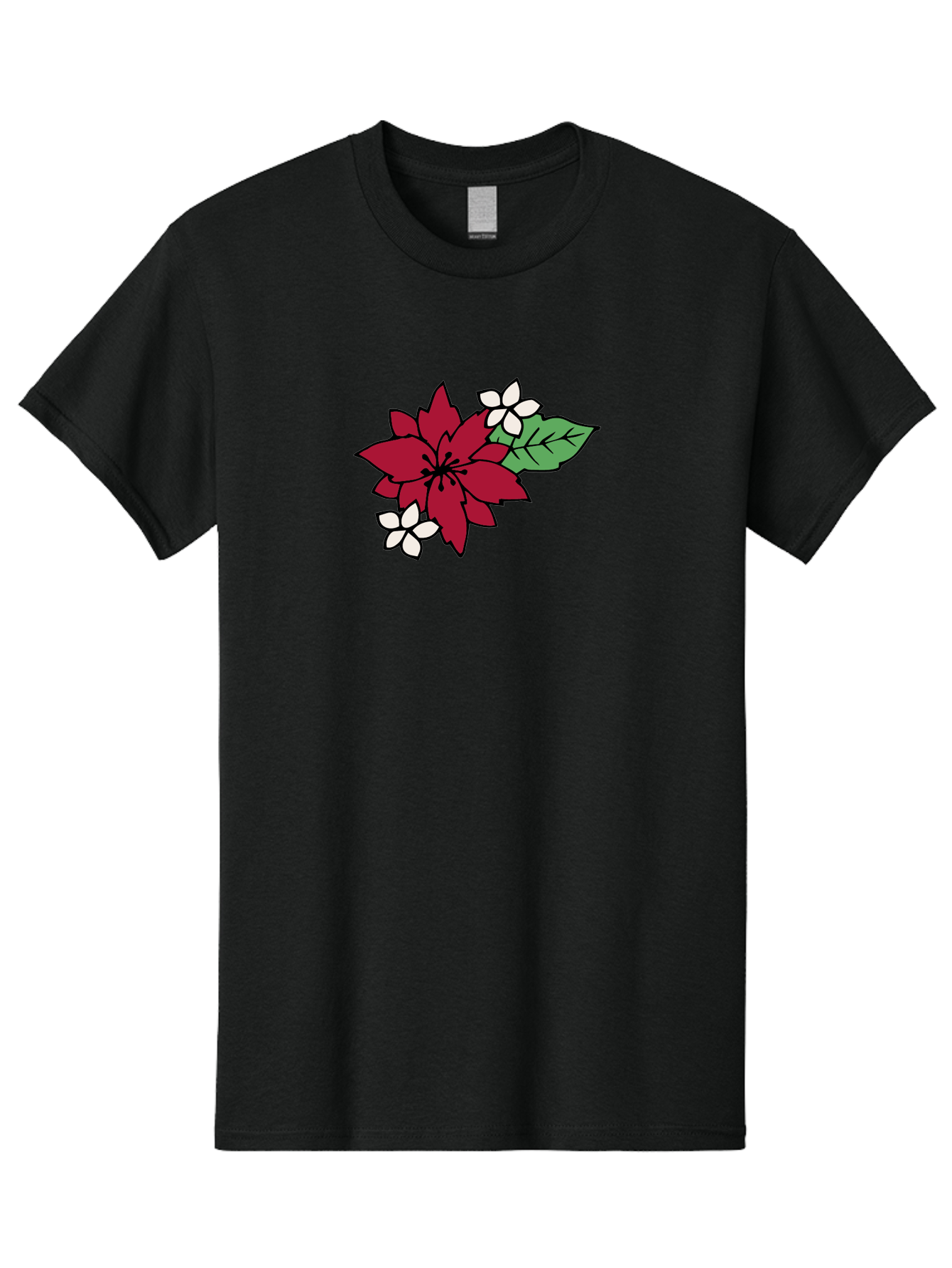 Poinsettia-Flower Men'S Graphic Tee, 100% Cotton, Comfortable Casual Summer Wear, Machine Washable, Red Poinsettia, White Flowers, Green Leaves, Festive Flowers, Holiday Decor, Christmas Plant, Winter Blooms, Floral Arrangement Aab049 25