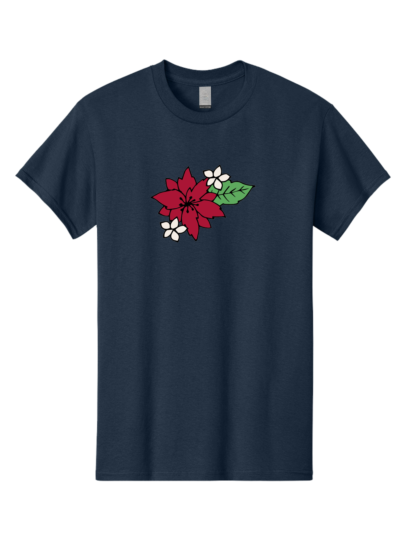 Poinsettia-Flower Men'S Graphic Tee, 100% Cotton, Comfortable Casual Summer Wear, Machine Washable, Red Poinsettia, White Flowers, Green Leaves, Festive Flowers, Holiday Decor, Christmas Plant, Winter Blooms, Floral Arrangement Aab049 19