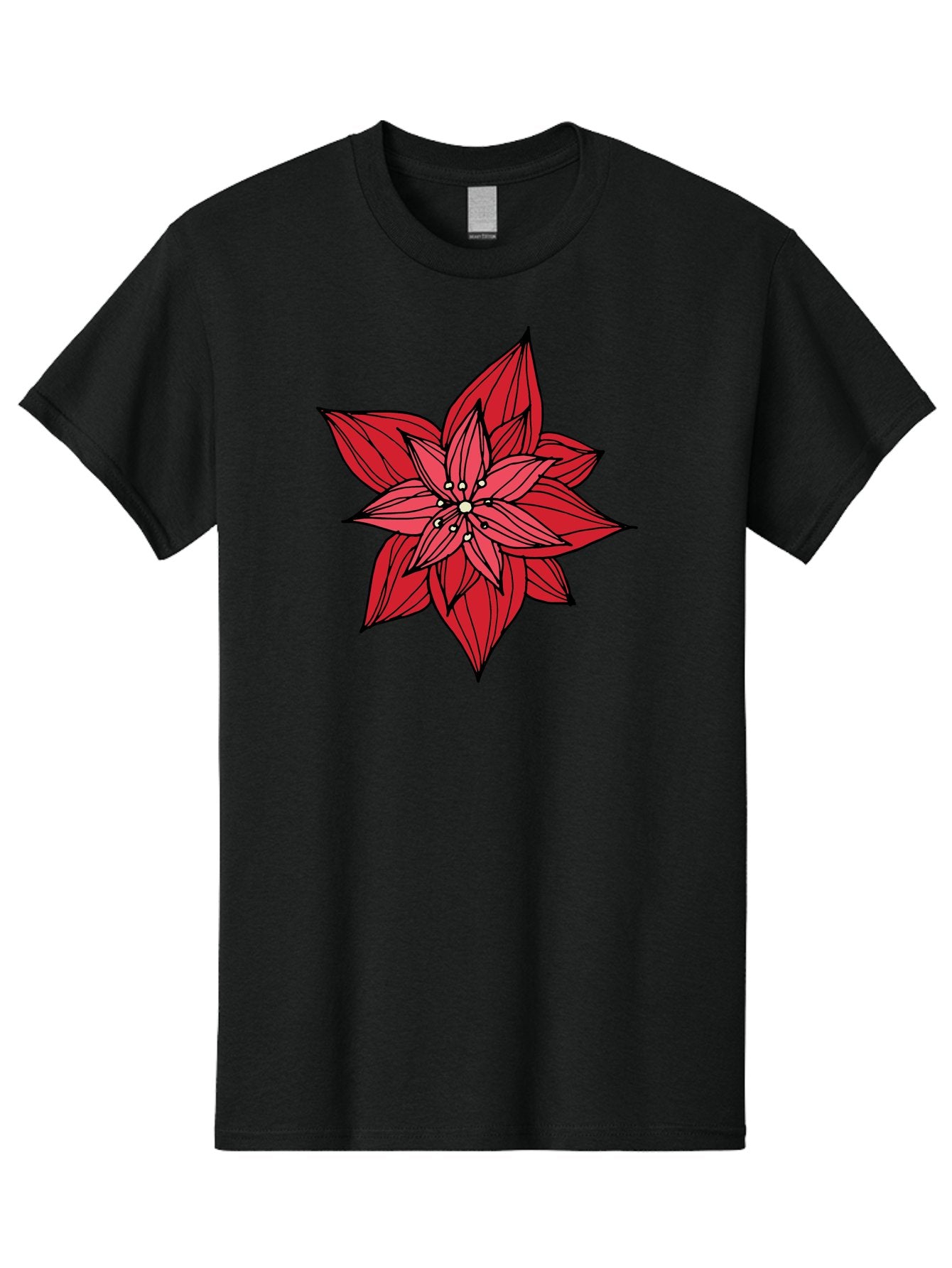 Poinsettia Men'S Graphic Tee, 100% Cotton, Comfortable Casual Summer Wear, Machine Washable, Poinsettia Flower, Red Petals, Festive Decor, Holiday Decoration, Christmas Flower, Symbolic Bloom, Vibrant Red Aab051 7