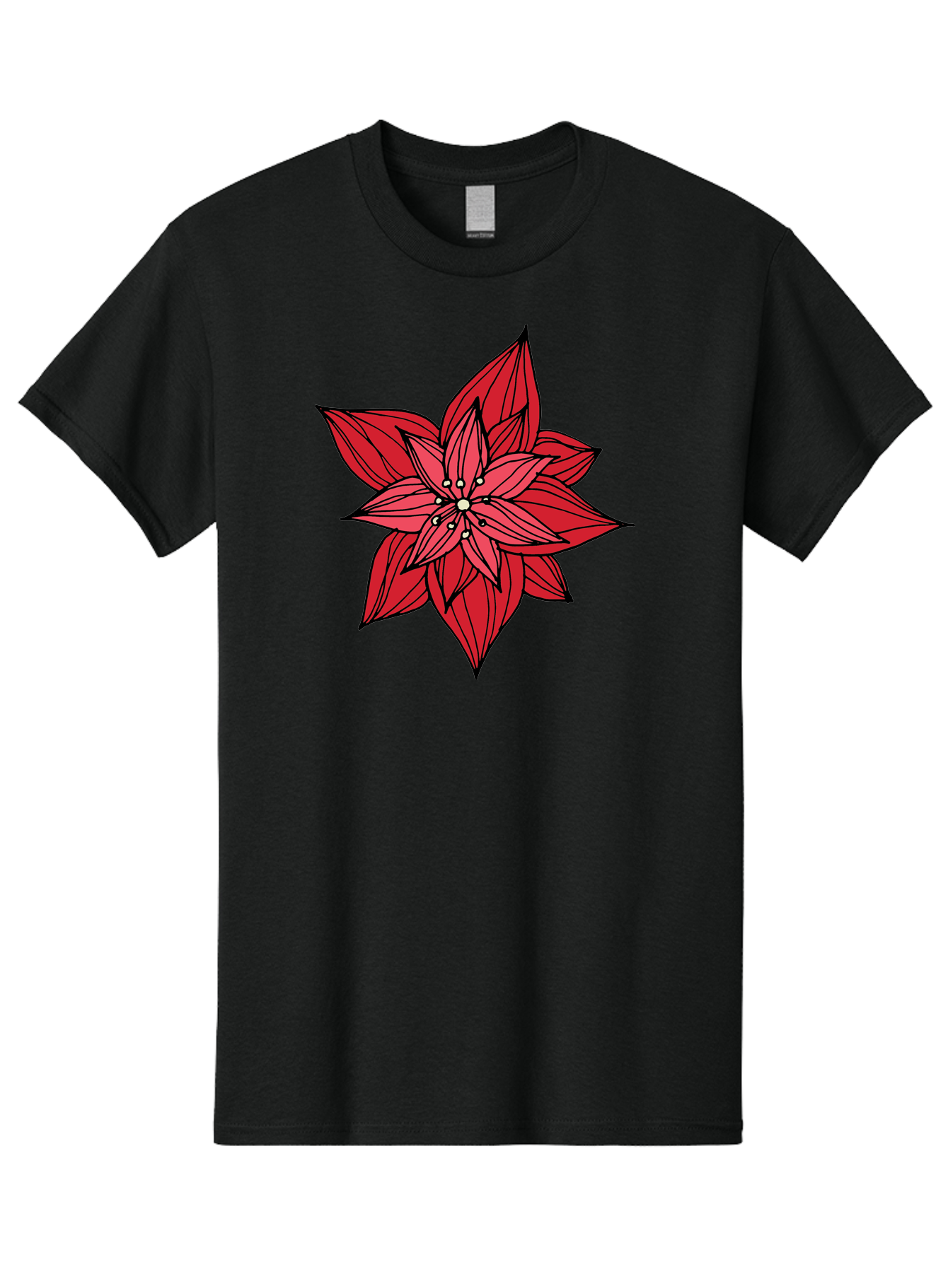 Poinsettia Men'S Graphic Tee, 100% Cotton, Comfortable Casual Summer Wear, Machine Washable, Poinsettia Flower, Red Petals, Festive Decor, Holiday Decoration, Christmas Flower, Symbolic Bloom, Vibrant Red Aab051 25