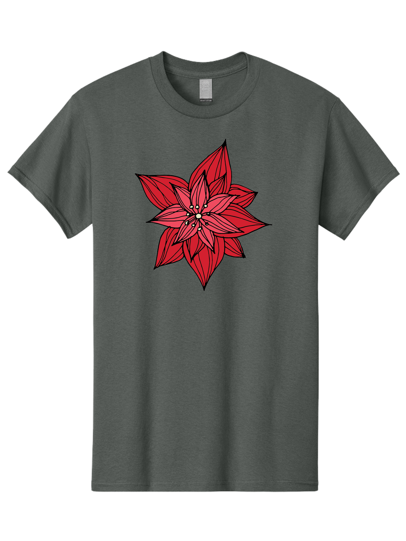 Poinsettia Men'S Graphic Tee, 100% Cotton, Comfortable Casual Summer Wear, Machine Washable, Poinsettia Flower, Red Petals, Festive Decor, Holiday Decoration, Christmas Flower, Symbolic Bloom, Vibrant Red Aab051 27