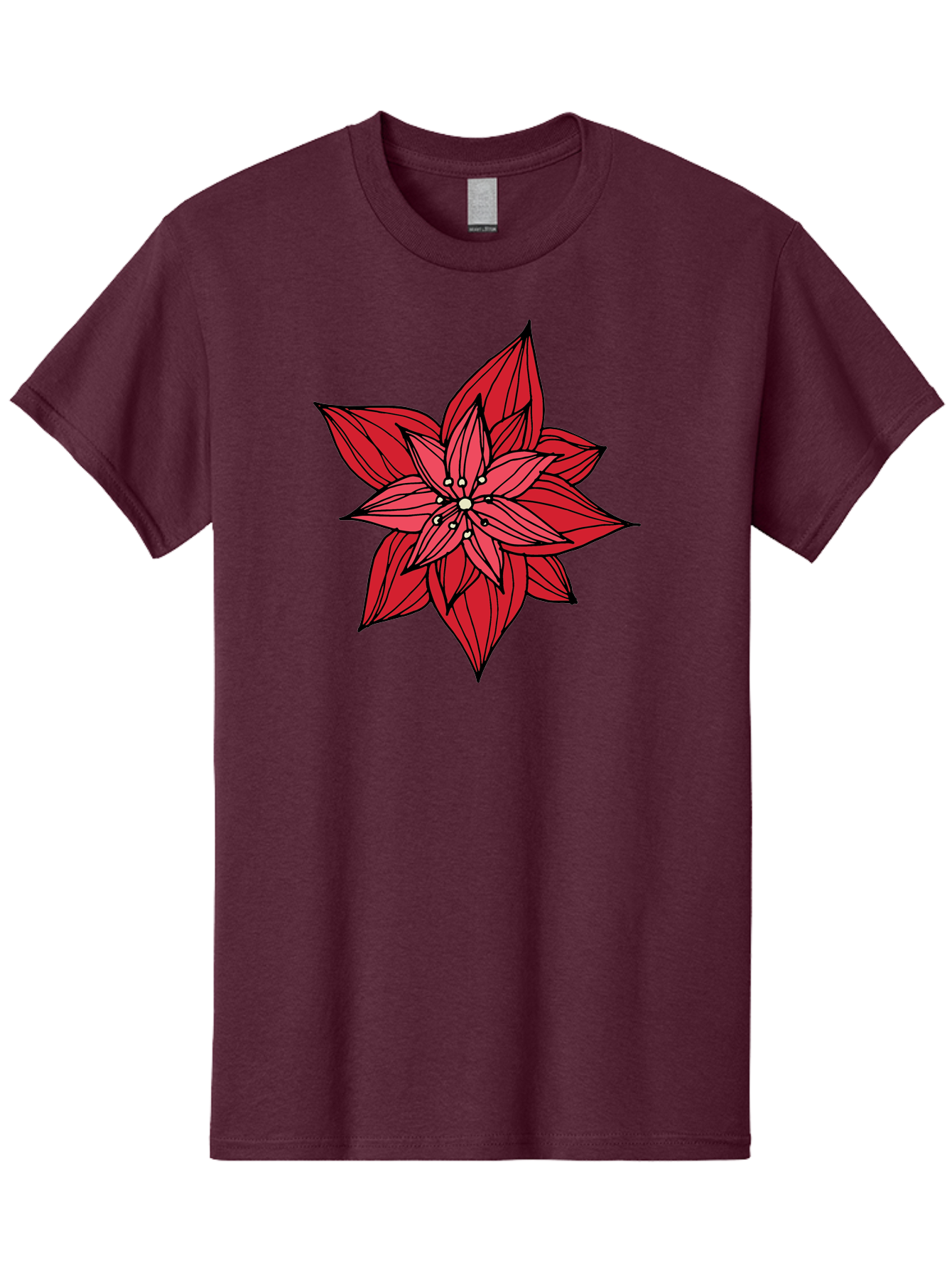 Poinsettia Men'S Graphic Tee, 100% Cotton, Comfortable Casual Summer Wear, Machine Washable, Poinsettia Flower, Red Petals, Festive Decor, Holiday Decoration, Christmas Flower, Symbolic Bloom, Vibrant Red Aab051 19