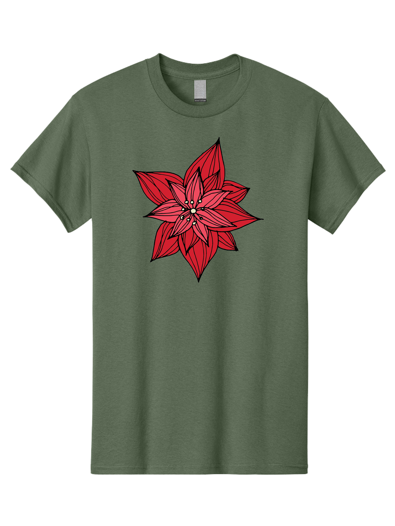 Poinsettia Men'S Graphic Tee, 100% Cotton, Comfortable Casual Summer Wear, Machine Washable, Poinsettia Flower, Red Petals, Festive Decor, Holiday Decoration, Christmas Flower, Symbolic Bloom, Vibrant Red Aab051 11