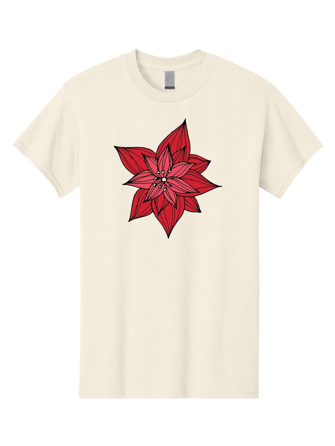Poinsettia Men'S Graphic Tee, 100% Cotton, Comfortable Casual Summer Wear, Machine Washable, Poinsettia Flower, Red Petals, Festive Decor, Holiday Decoration, Christmas Flower, Symbolic Bloom, Vibrant Red Aab051 12