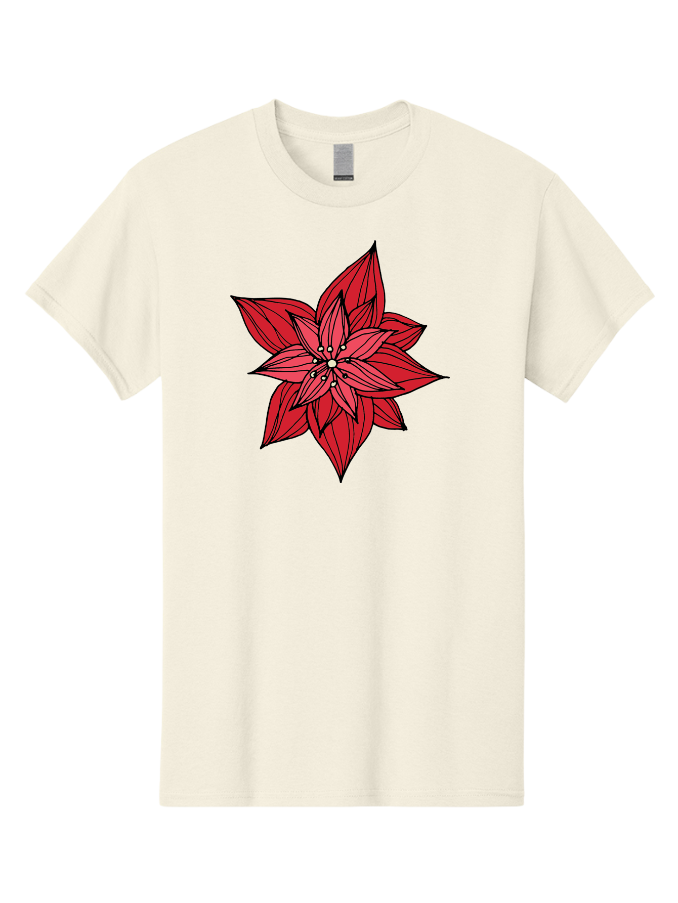 Poinsettia Men'S Graphic Tee, 100% Cotton, Comfortable Casual Summer Wear, Machine Washable, Poinsettia Flower, Red Petals, Festive Decor, Holiday Decoration, Christmas Flower, Symbolic Bloom, Vibrant Red Aab051 5