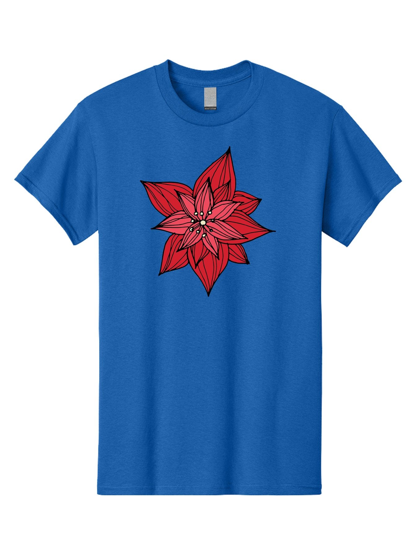 Poinsettia Men'S Graphic Tee, 100% Cotton, Comfortable Casual Summer Wear, Machine Washable, Poinsettia Flower, Red Petals, Festive Decor, Holiday Decoration, Christmas Flower, Symbolic Bloom, Vibrant Red Aab051 4