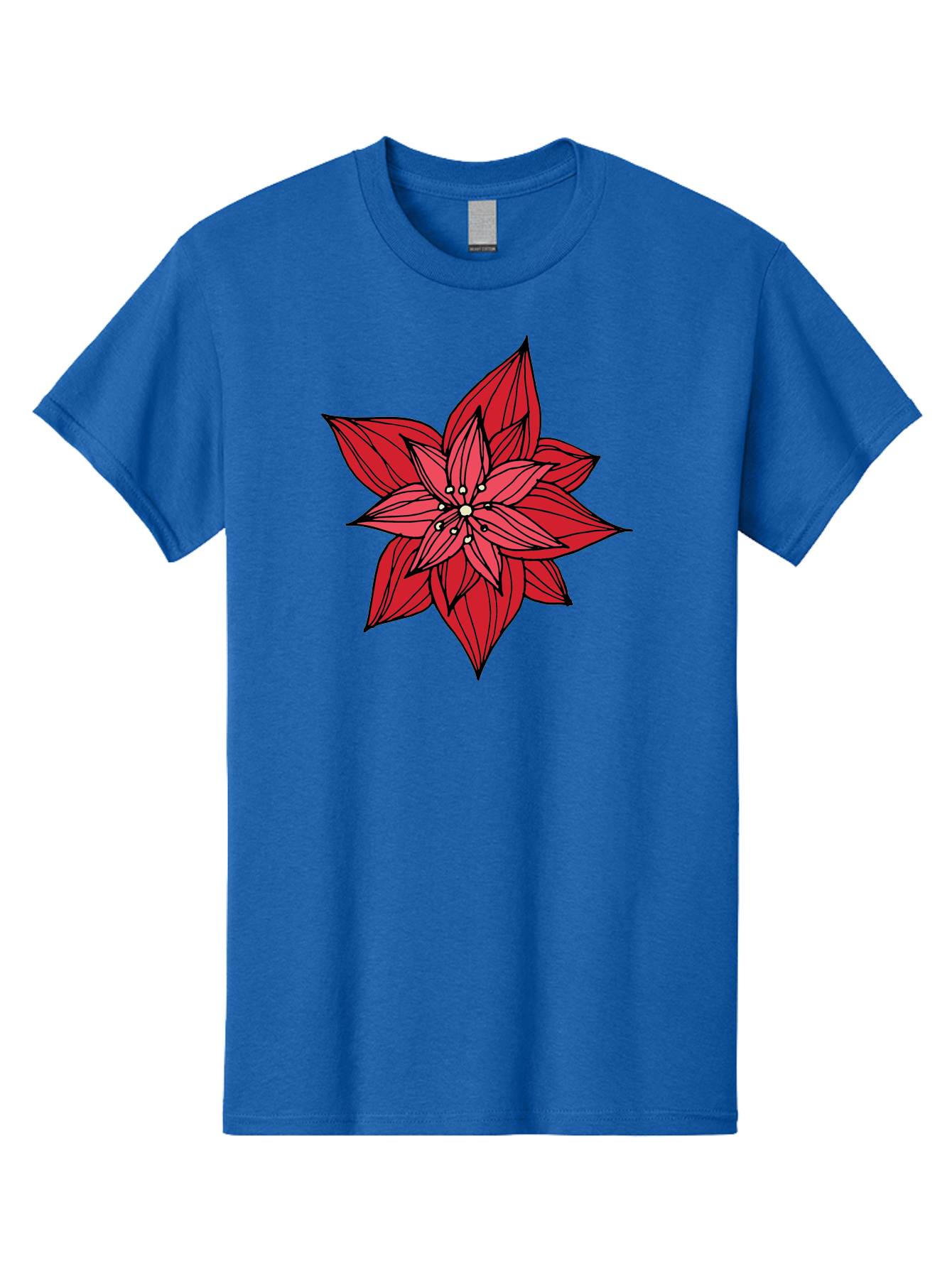 Poinsettia Men'S Graphic Tee, 100% Cotton, Comfortable Casual Summer Wear, Machine Washable, Poinsettia Flower, Red Petals, Festive Decor, Holiday Decoration, Christmas Flower, Symbolic Bloom, Vibrant Red Aab051 23