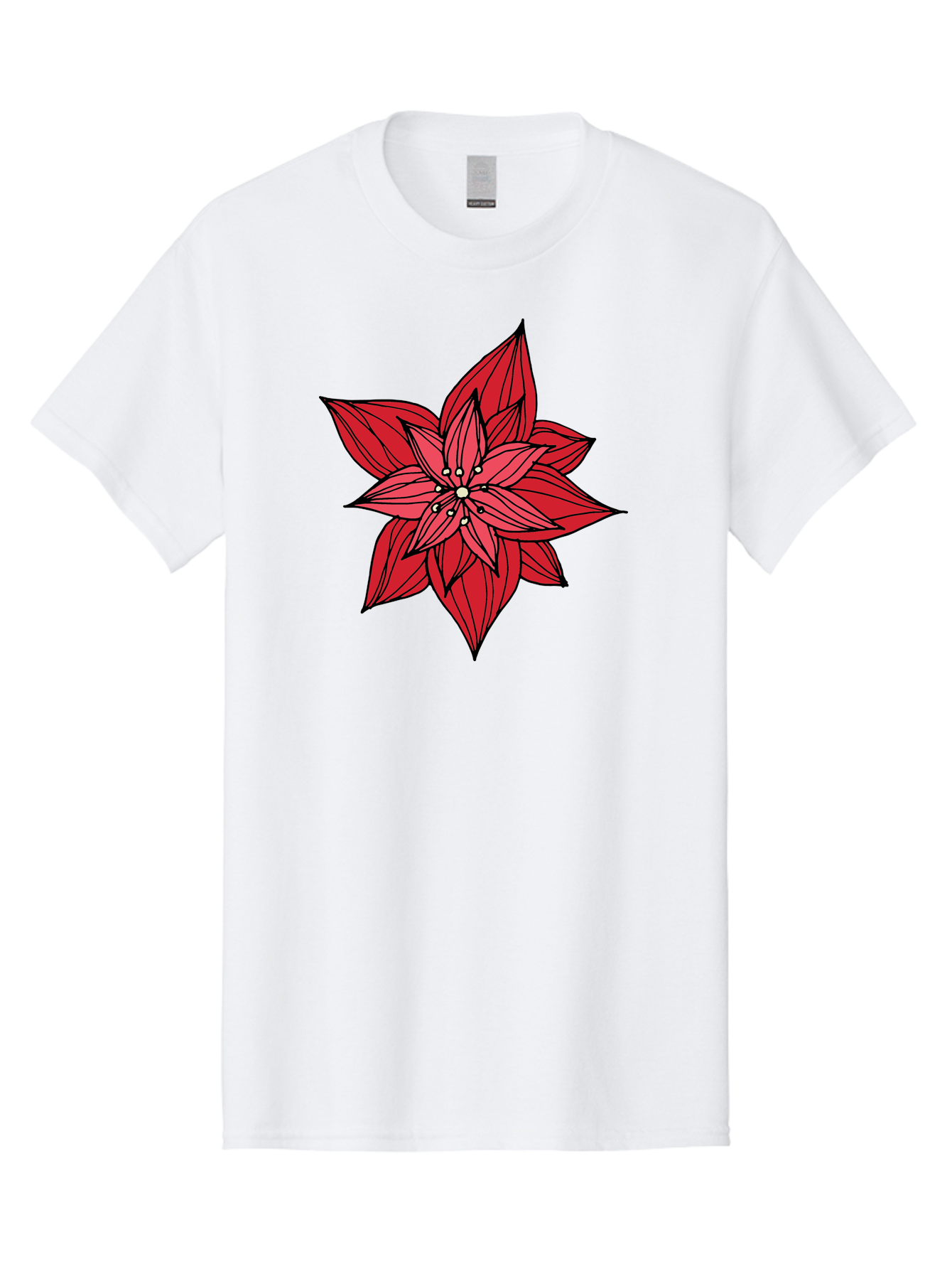 Poinsettia Men'S Graphic Tee, 100% Cotton, Comfortable Casual Summer Wear, Machine Washable, Poinsettia Flower, Red Petals, Festive Decor, Holiday Decoration, Christmas Flower, Symbolic Bloom, Vibrant Red Aab051 17