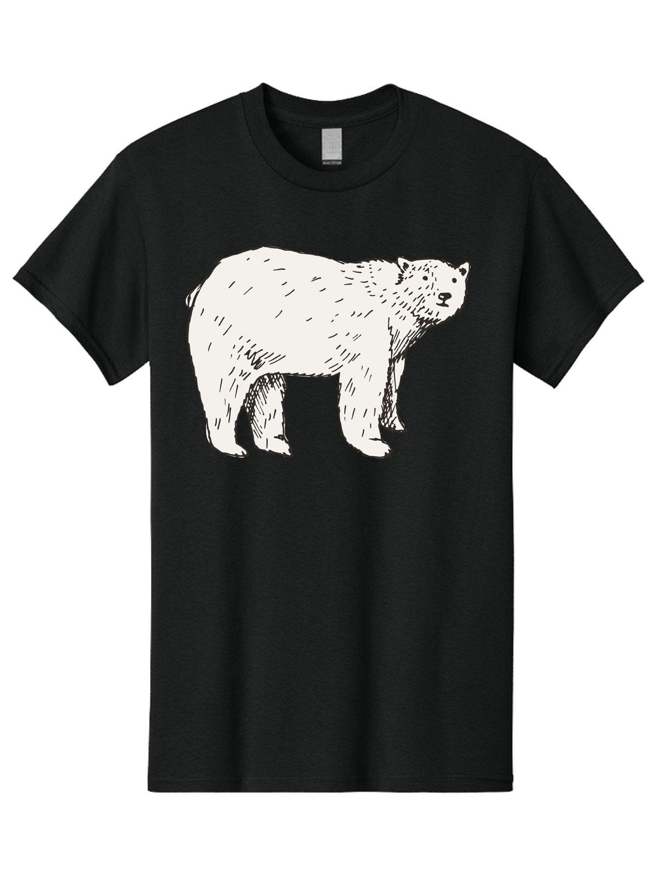 Polar-Bear-1 Men'S Graphic Tee, 100% Cotton, Comfortable Casual Summer Wear, Machine Washable, Polar Bear Illustration, White Bear, Black Outline, Wildlife Art, Polar Bear Drawing, Arctic Animal, Furry Creature, Animal Graphic Aab052 6
