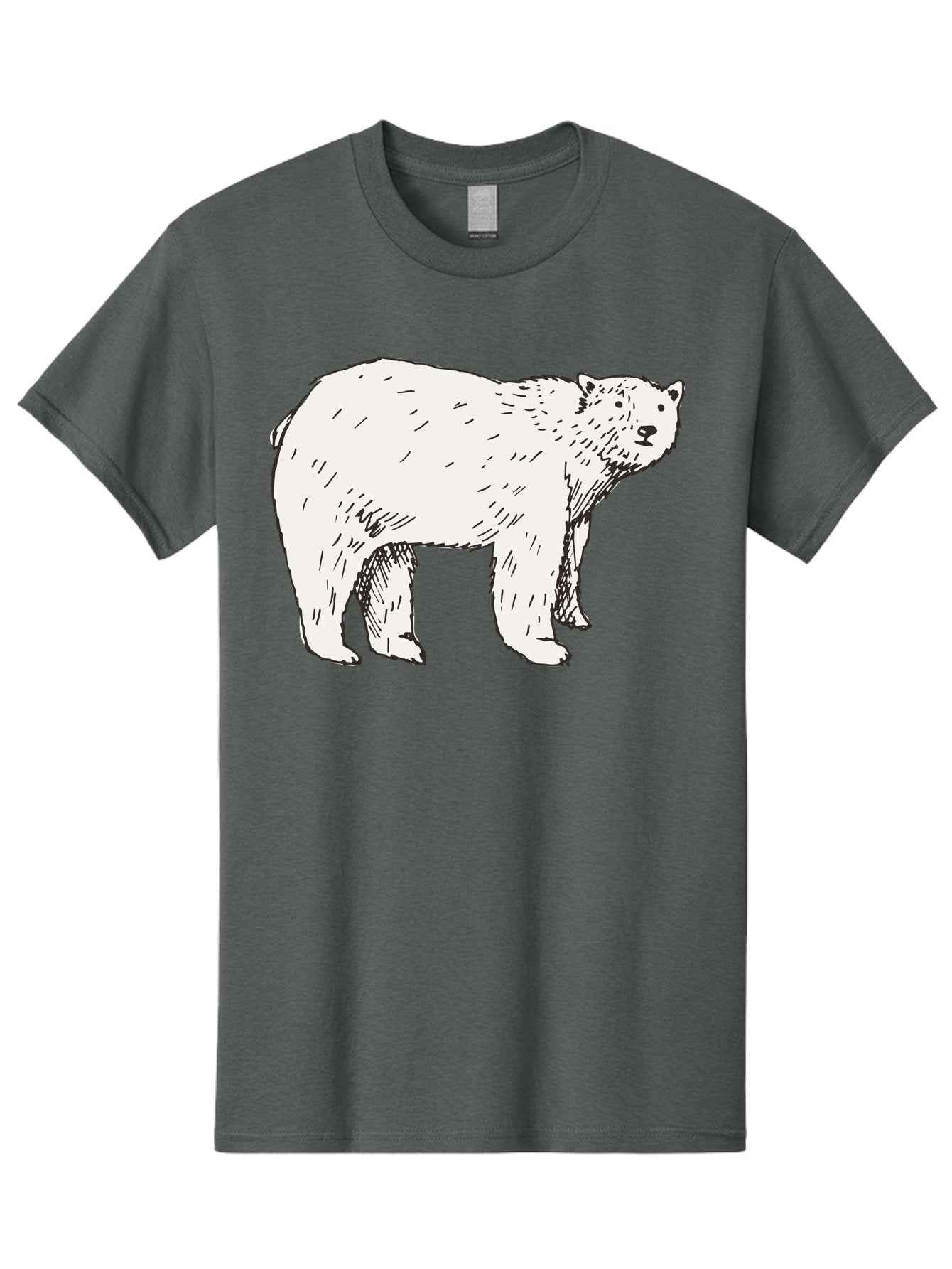 Polar-Bear-1 Men'S Graphic Tee, 100% Cotton, Comfortable Casual Summer Wear, Machine Washable, Polar Bear Illustration, White Bear, Black Outline, Wildlife Art, Polar Bear Drawing, Arctic Animal, Furry Creature, Animal Graphic Aab052 5