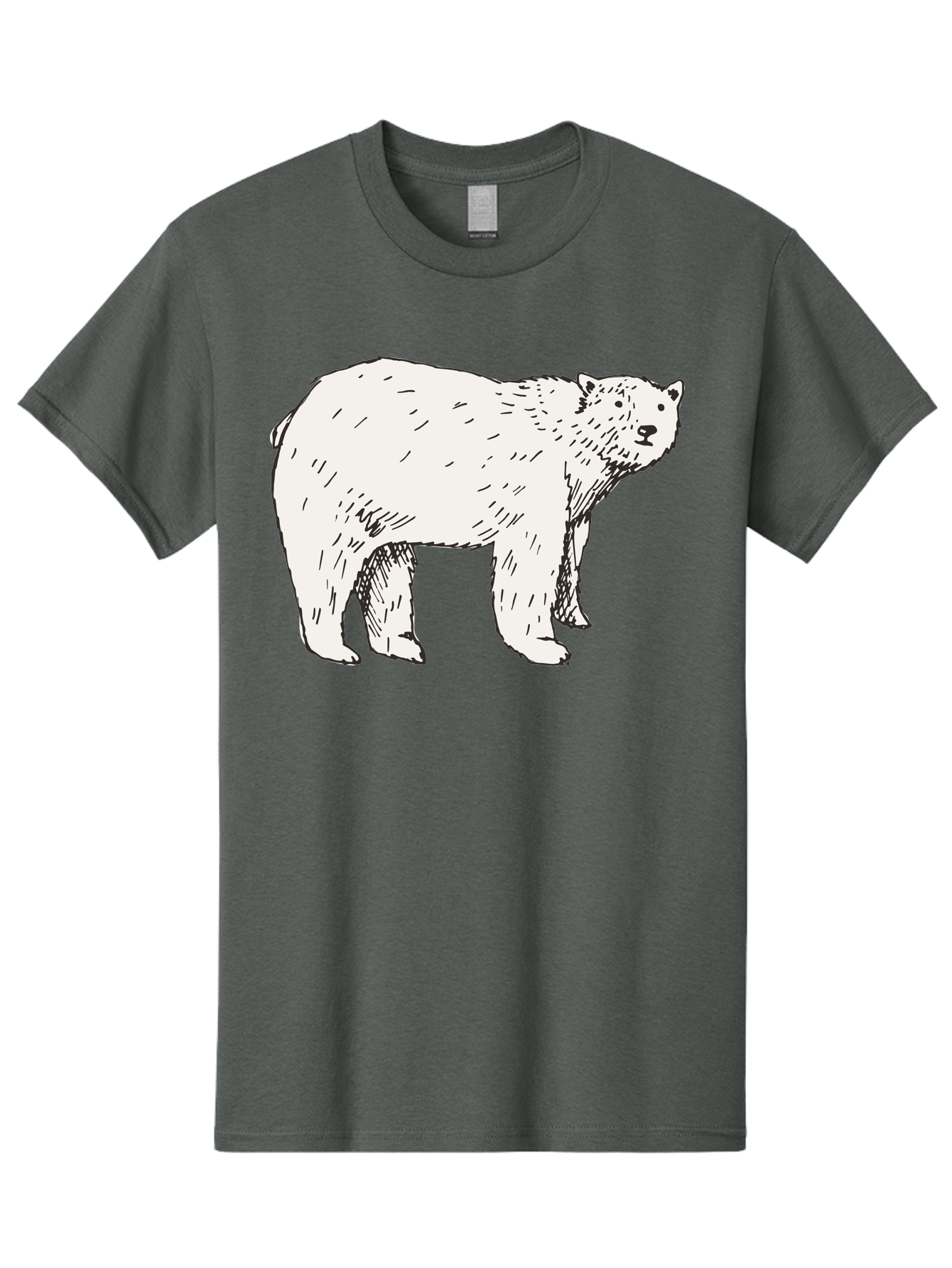 Polar-Bear-1 Men'S Graphic Tee, 100% Cotton, Comfortable Casual Summer Wear, Machine Washable, Polar Bear Illustration, White Bear, Black Outline, Wildlife Art, Polar Bear Drawing, Arctic Animal, Furry Creature, Animal Graphic Aab052 3