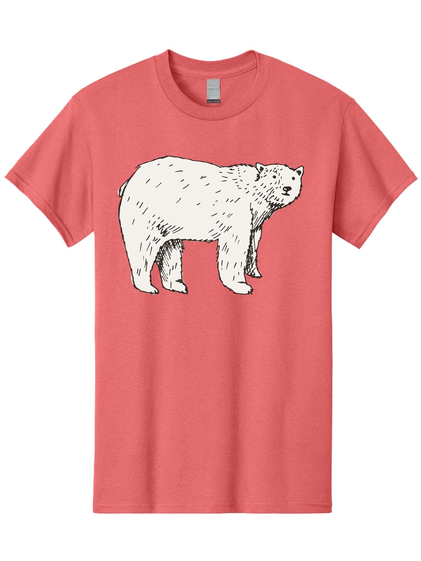 Polar-Bear-1 Men'S Graphic Tee, 100% Cotton, Comfortable Casual Summer Wear, Machine Washable, Polar Bear Illustration, White Bear, Black Outline, Wildlife Art, Polar Bear Drawing, Arctic Animal, Furry Creature, Animal Graphic Aab052 13