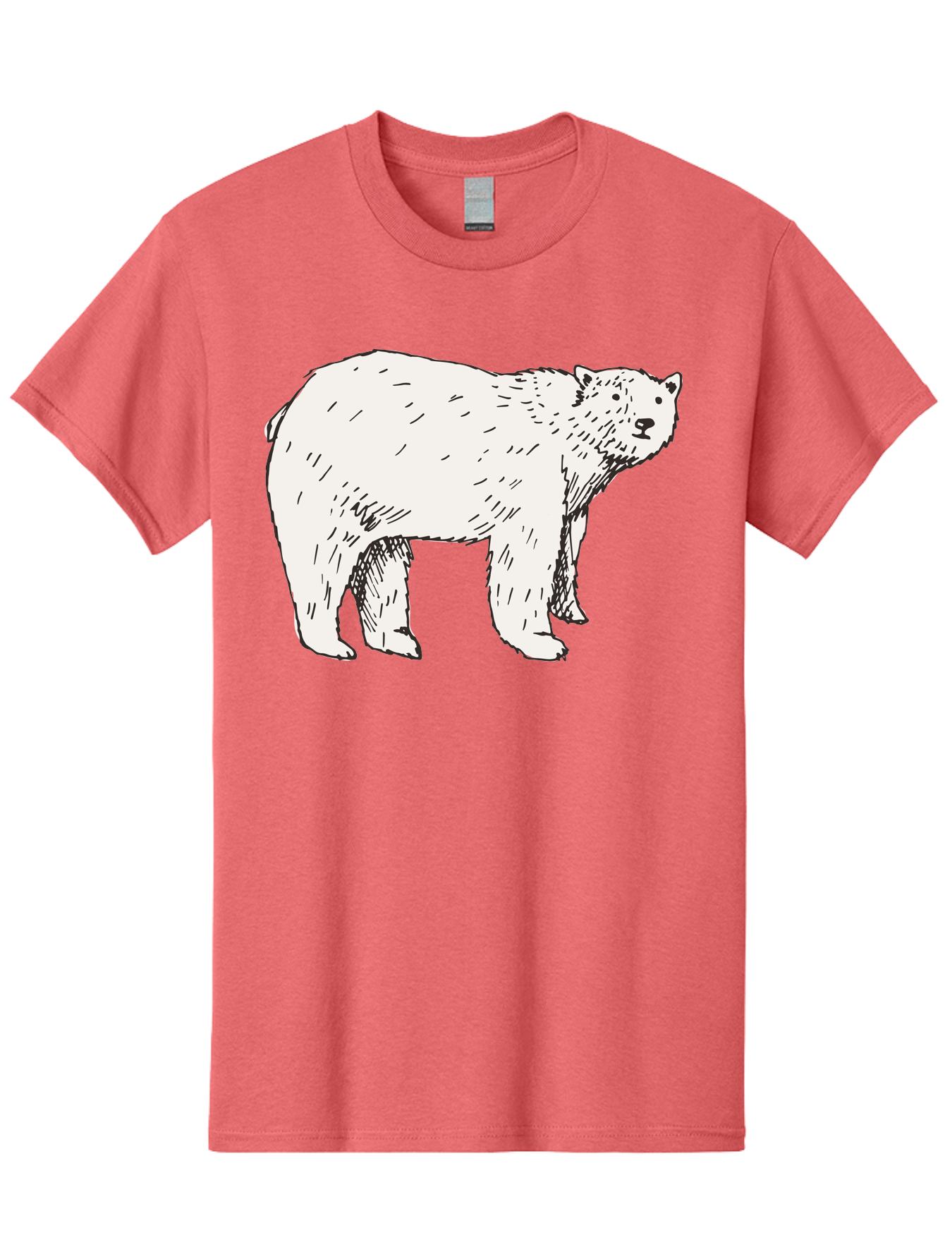 Polar-Bear-1 Men'S Graphic Tee, 100% Cotton, Comfortable Casual Summer Wear, Machine Washable, Polar Bear Illustration, White Bear, Black Outline, Wildlife Art, Polar Bear Drawing, Arctic Animal, Furry Creature, Animal Graphic Aab052 5