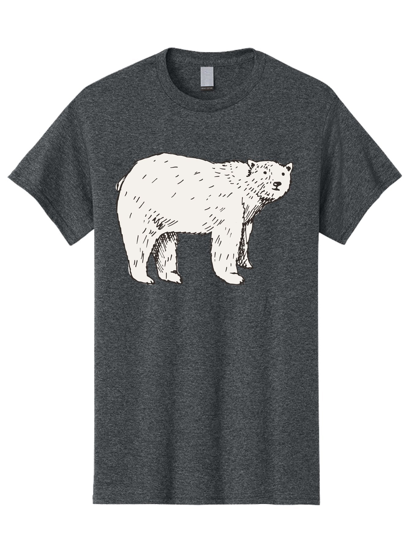 Polar-Bear-1 Men'S Graphic Tee, 100% Cotton, Comfortable Casual Summer Wear, Machine Washable, Polar Bear Illustration, White Bear, Black Outline, Wildlife Art, Polar Bear Drawing, Arctic Animal, Furry Creature, Animal Graphic Aab052 7