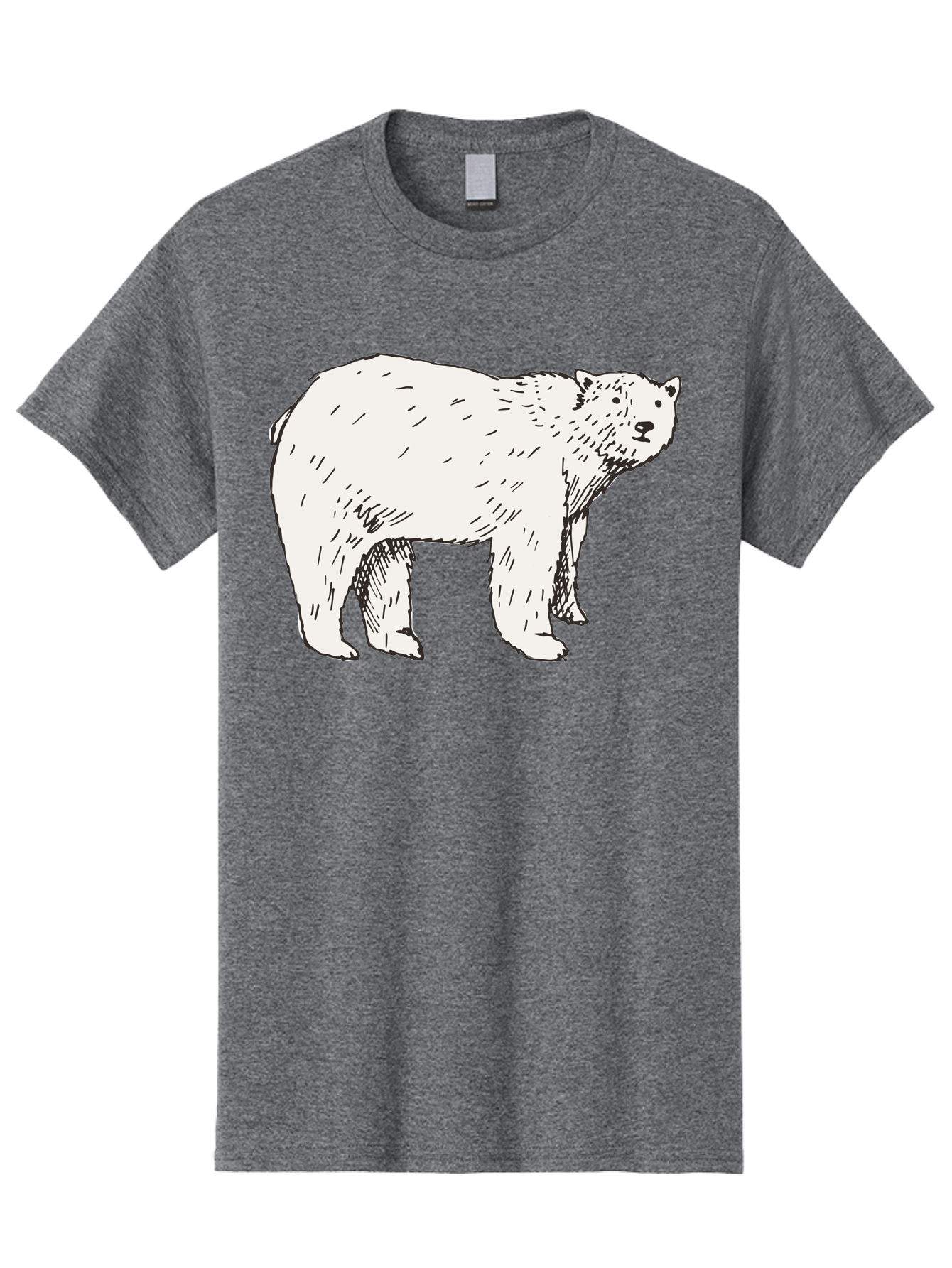 Polar-Bear-1 Men'S Graphic Tee, 100% Cotton, Comfortable Casual Summer Wear, Machine Washable, Polar Bear Illustration, White Bear, Black Outline, Wildlife Art, Polar Bear Drawing, Arctic Animal, Furry Creature, Animal Graphic Aab052 9