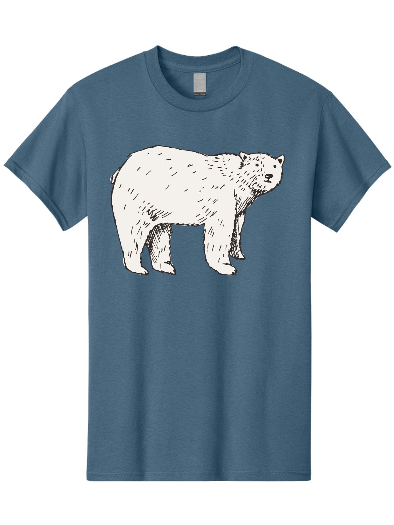 Polar-Bear-1 Men'S Graphic Tee, 100% Cotton, Comfortable Casual Summer Wear, Machine Washable, Polar Bear Illustration, White Bear, Black Outline, Wildlife Art, Polar Bear Drawing, Arctic Animal, Furry Creature, Animal Graphic Aab052 3