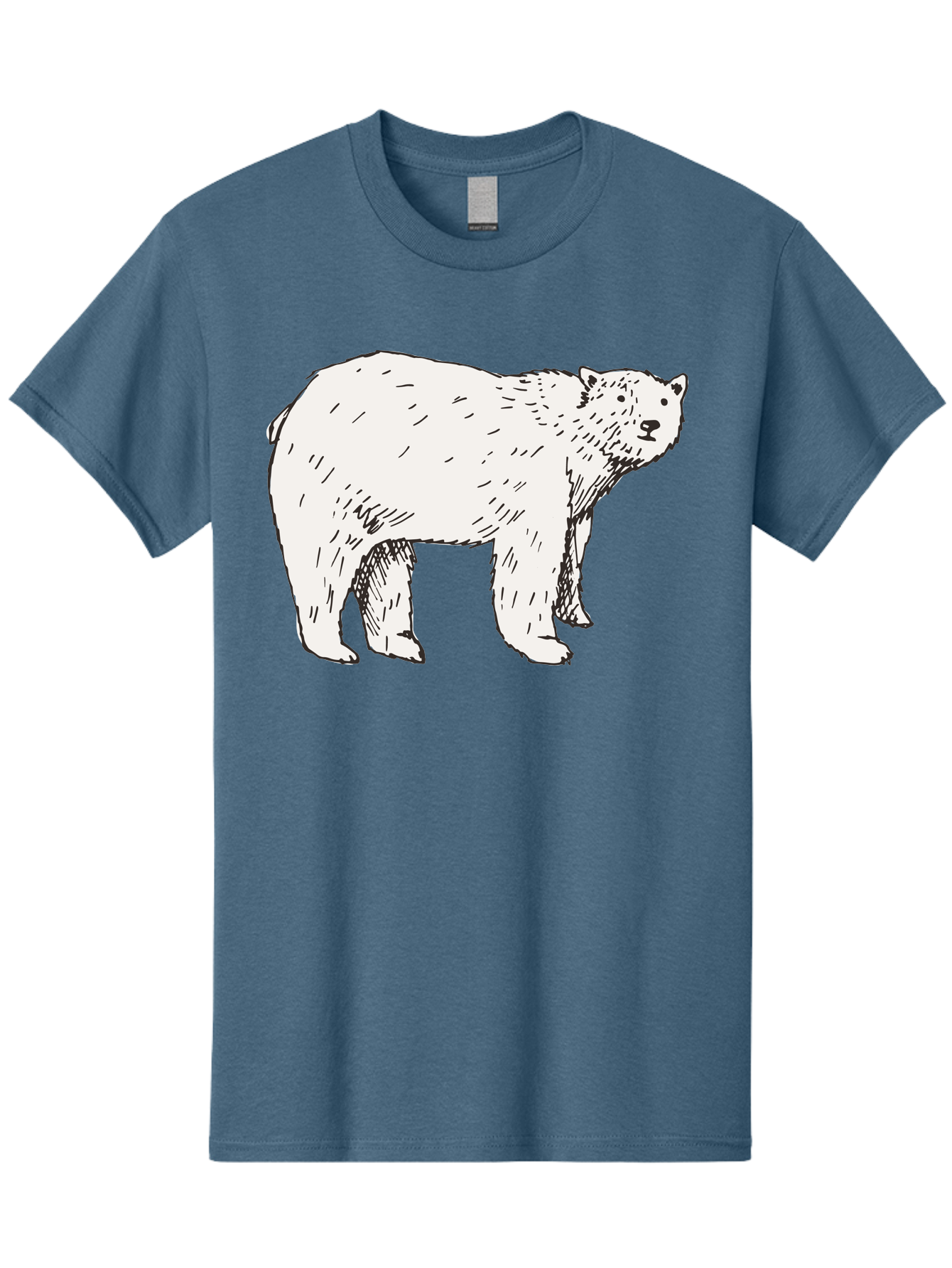 Polar-Bear-1 Men'S Graphic Tee, 100% Cotton, Comfortable Casual Summer Wear, Machine Washable, Polar Bear Illustration, White Bear, Black Outline, Wildlife Art, Polar Bear Drawing, Arctic Animal, Furry Creature, Animal Graphic Aab052 11