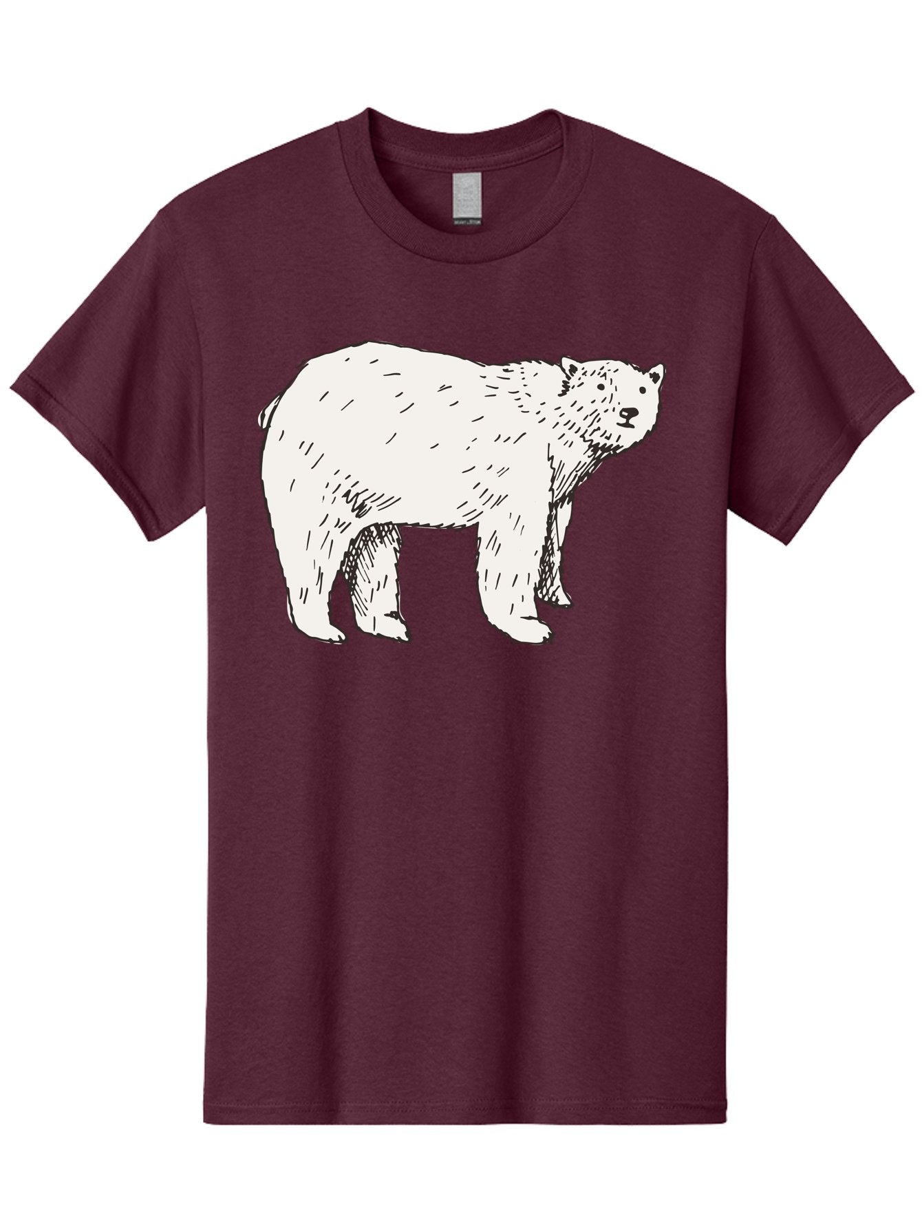 Polar-Bear-1 Men'S Graphic Tee, 100% Cotton, Comfortable Casual Summer Wear, Machine Washable, Polar Bear Illustration, White Bear, Black Outline, Wildlife Art, Polar Bear Drawing, Arctic Animal, Furry Creature, Animal Graphic Aab052