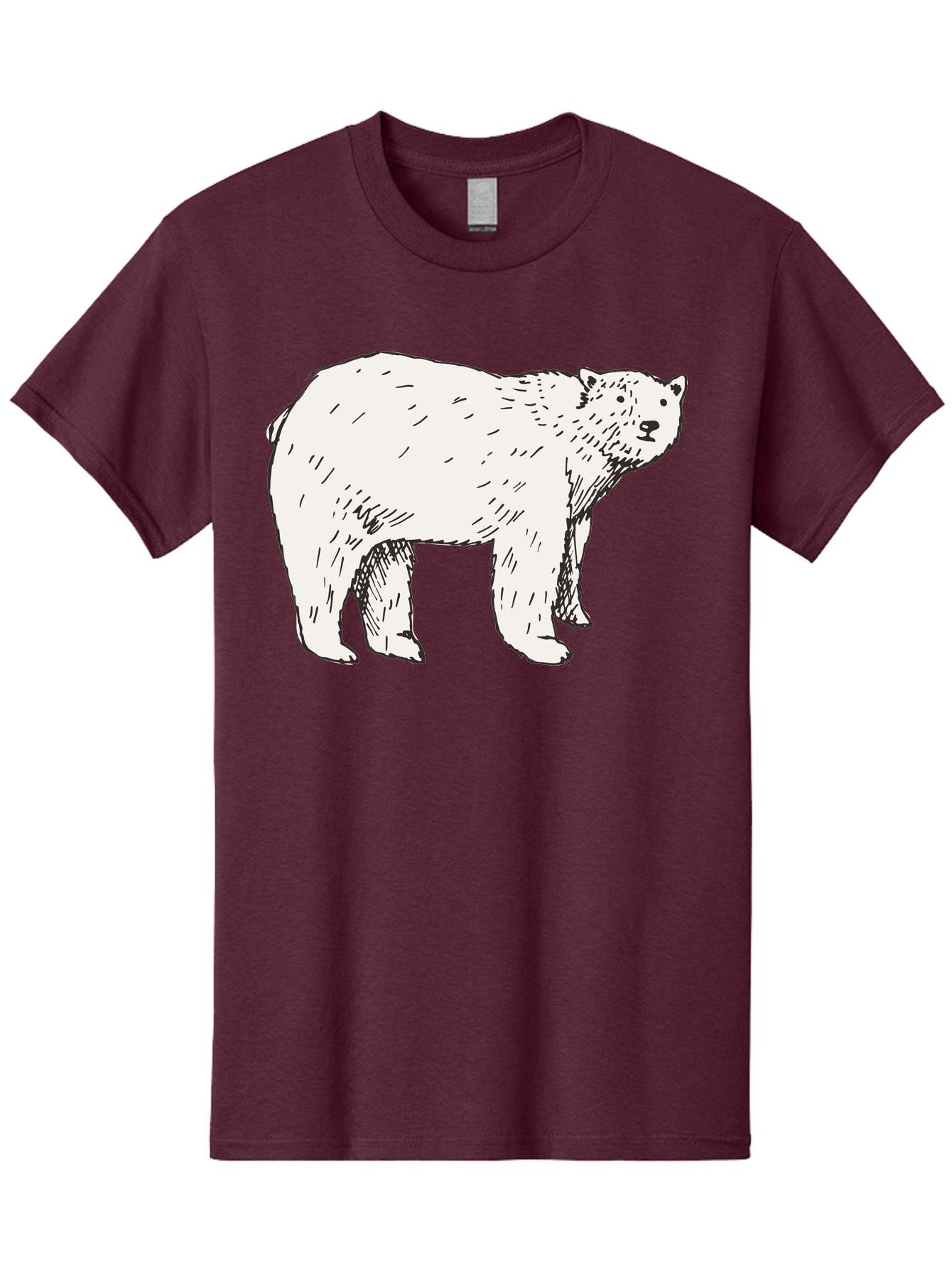 Polar-Bear-1 Men'S Graphic Tee, 100% Cotton, Comfortable Casual Summer Wear, Machine Washable, Polar Bear Illustration, White Bear, Black Outline, Wildlife Art, Polar Bear Drawing, Arctic Animal, Furry Creature, Animal Graphic Aab052 13