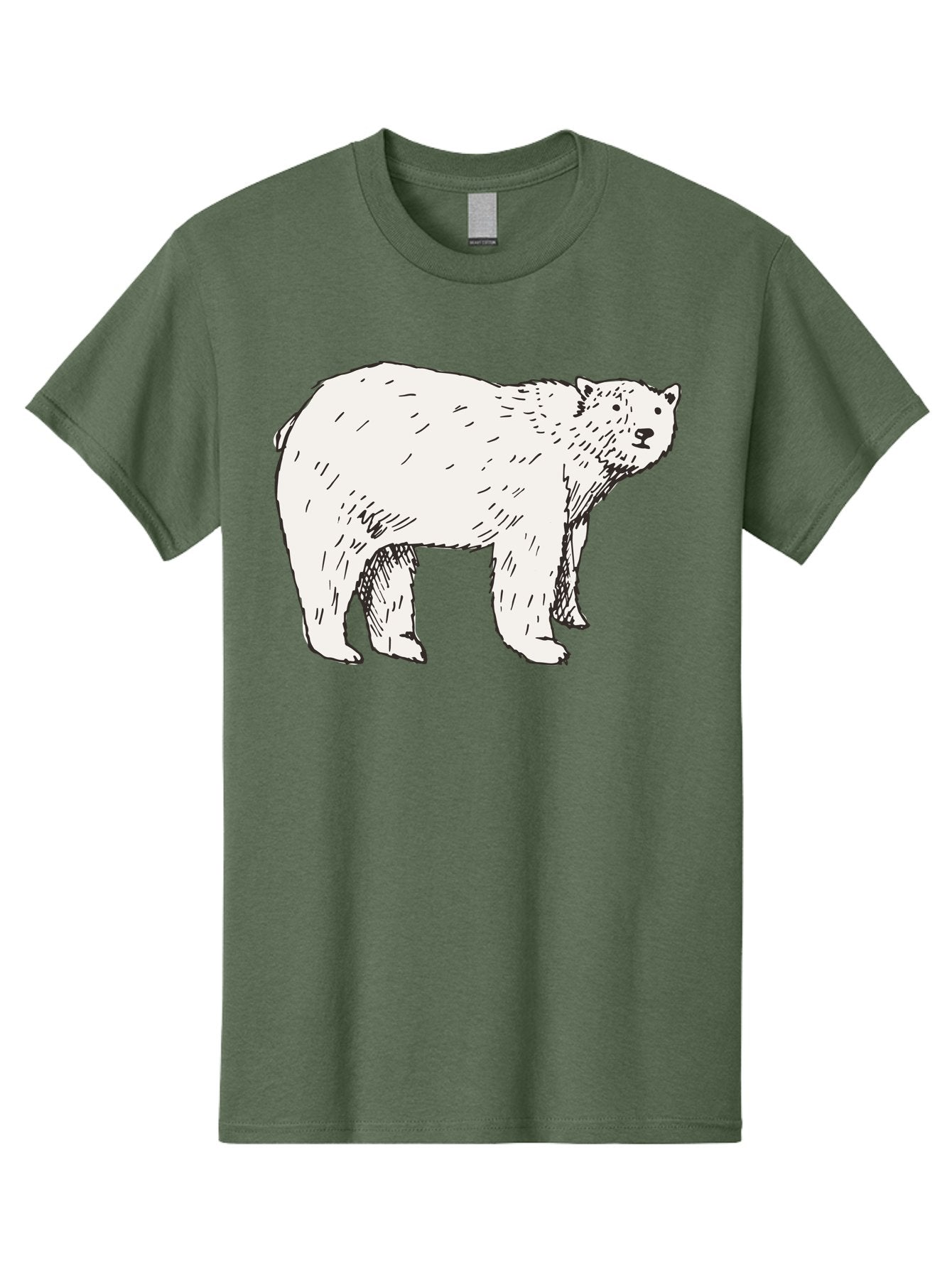 Polar-Bear-1 Men'S Graphic Tee, 100% Cotton, Comfortable Casual Summer Wear, Machine Washable, Polar Bear Illustration, White Bear, Black Outline, Wildlife Art, Polar Bear Drawing, Arctic Animal, Furry Creature, Animal Graphic Aab052 9