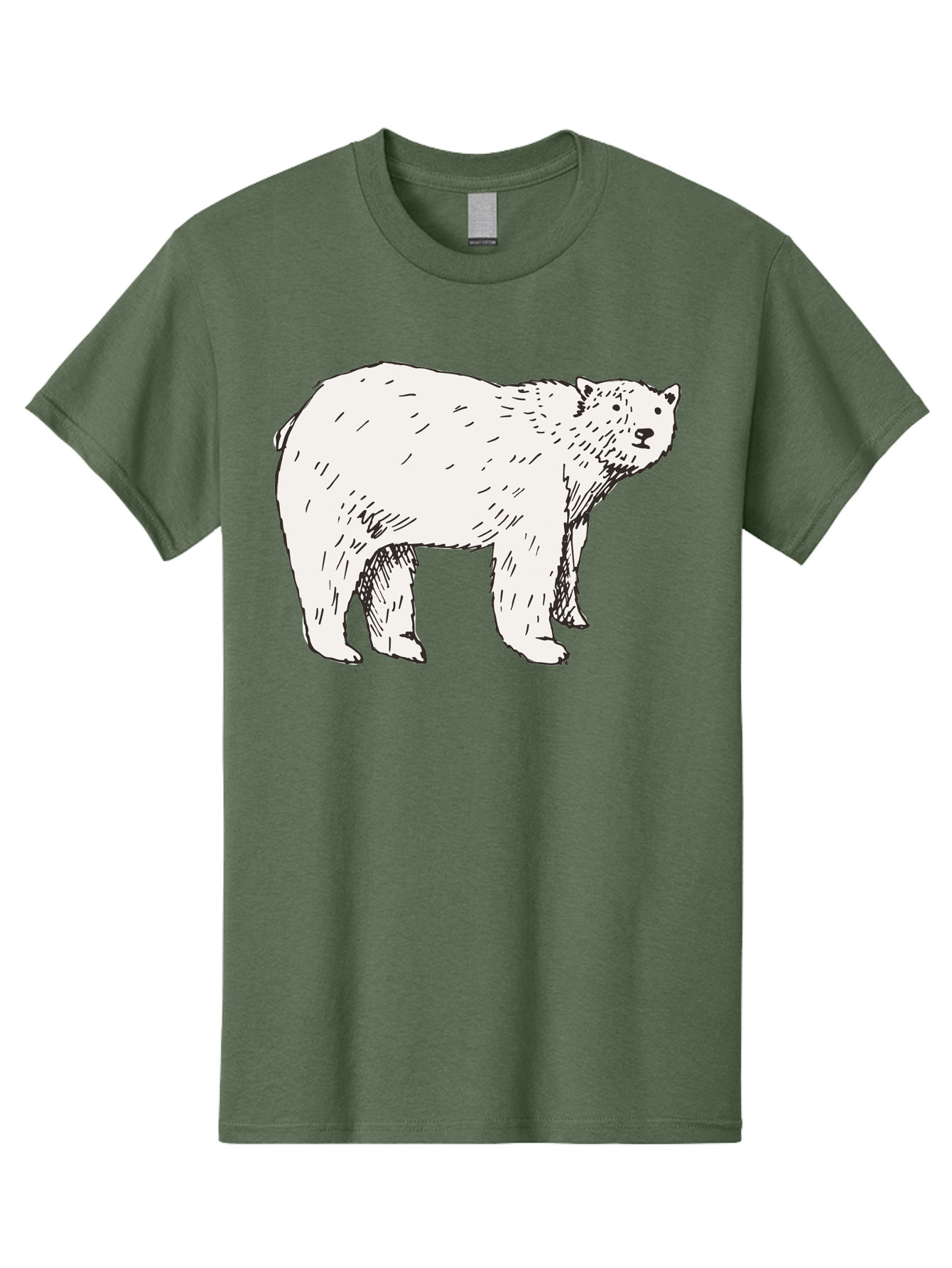 Polar-Bear-1 Men'S Graphic Tee, 100% Cotton, Comfortable Casual Summer Wear, Machine Washable, Polar Bear Illustration, White Bear, Black Outline, Wildlife Art, Polar Bear Drawing, Arctic Animal, Furry Creature, Animal Graphic Aab052 15