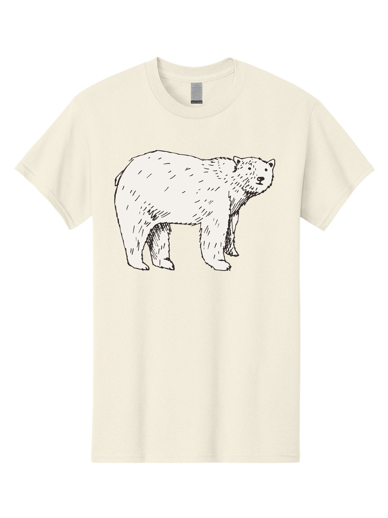 Polar-Bear-1 Men'S Graphic Tee, 100% Cotton, Comfortable Casual Summer Wear, Machine Washable, Polar Bear Illustration, White Bear, Black Outline, Wildlife Art, Polar Bear Drawing, Arctic Animal, Furry Creature, Animal Graphic Aab052 17