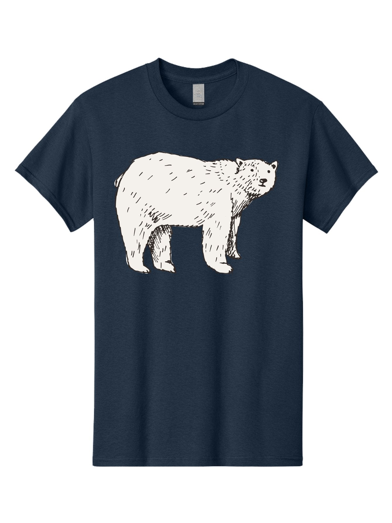 Polar-Bear-1 Men'S Graphic Tee, 100% Cotton, Comfortable Casual Summer Wear, Machine Washable, Polar Bear Illustration, White Bear, Black Outline, Wildlife Art, Polar Bear Drawing, Arctic Animal, Furry Creature, Animal Graphic Aab052 14