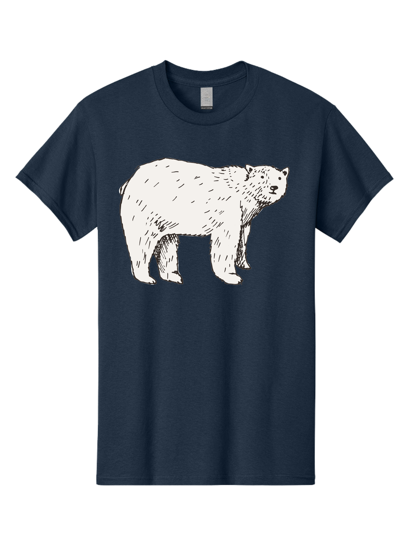 Polar-Bear-1 Men'S Graphic Tee, 100% Cotton, Comfortable Casual Summer Wear, Machine Washable, Polar Bear Illustration, White Bear, Black Outline, Wildlife Art, Polar Bear Drawing, Arctic Animal, Furry Creature, Animal Graphic Aab052 19