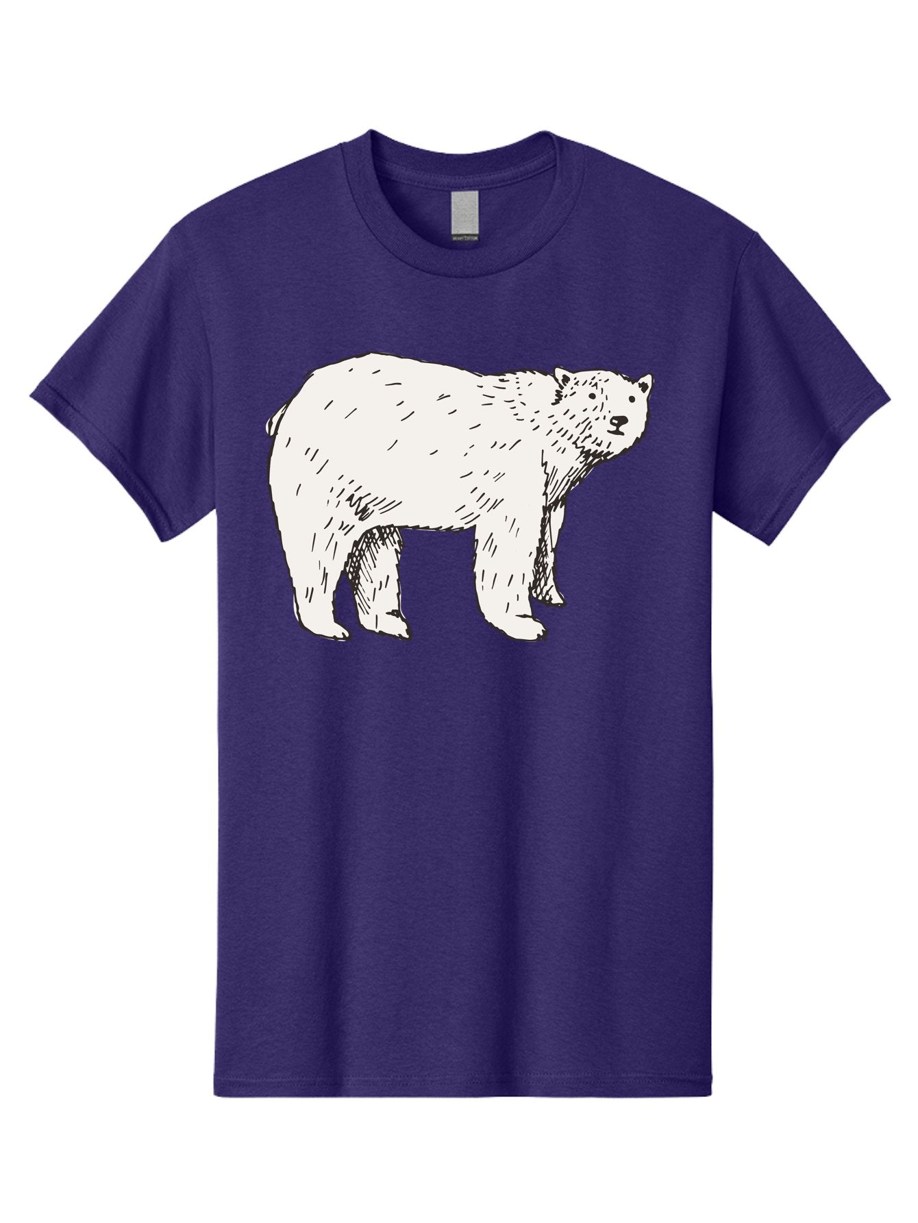 Polar-Bear-1 Men'S Graphic Tee, 100% Cotton, Comfortable Casual Summer Wear, Machine Washable, Polar Bear Illustration, White Bear, Black Outline, Wildlife Art, Polar Bear Drawing, Arctic Animal, Furry Creature, Animal Graphic Aab052 12