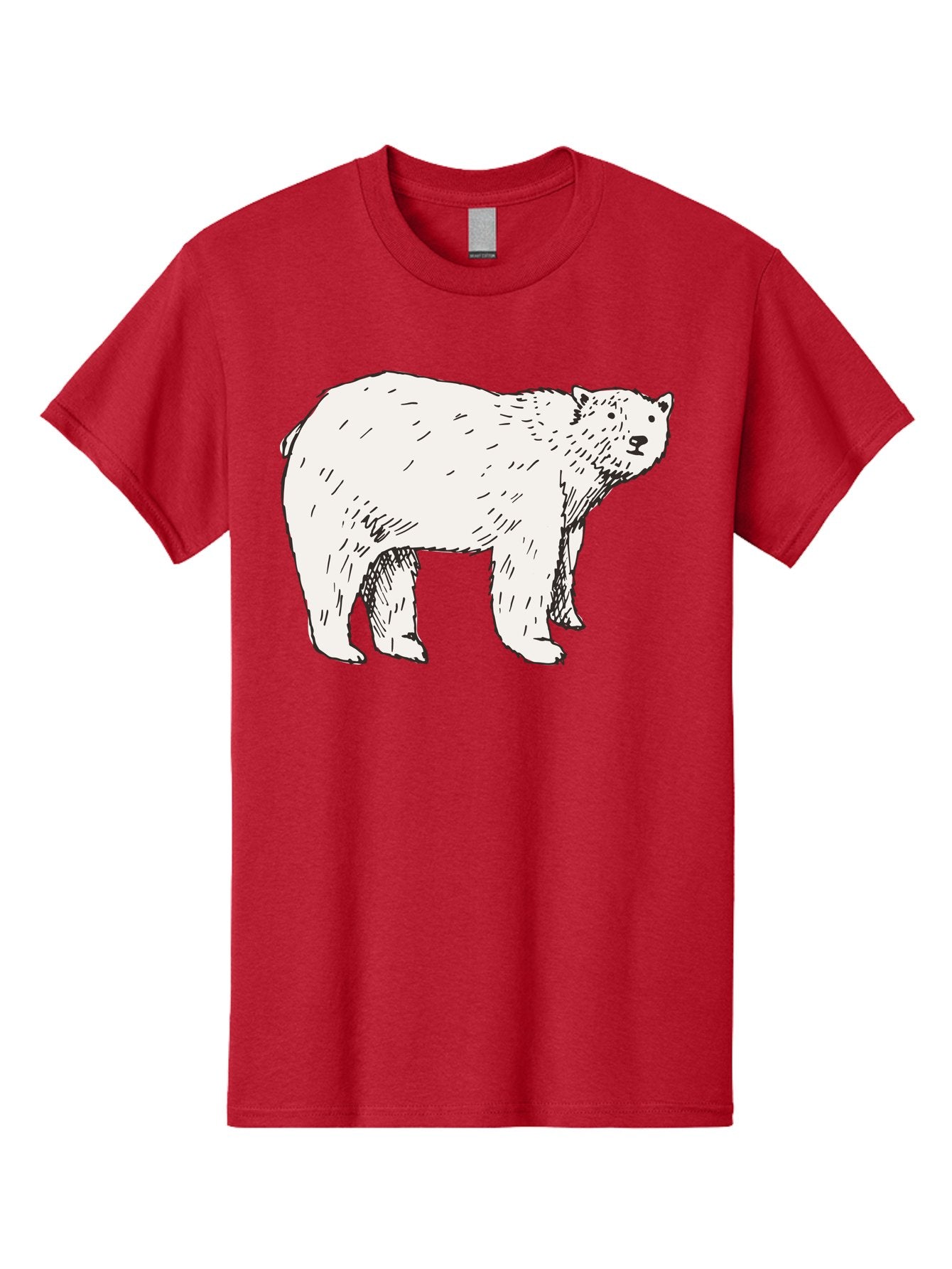 Polar-Bear-1 Men'S Graphic Tee, 100% Cotton, Comfortable Casual Summer Wear, Machine Washable, Polar Bear Illustration, White Bear, Black Outline, Wildlife Art, Polar Bear Drawing, Arctic Animal, Furry Creature, Animal Graphic Aab052 4