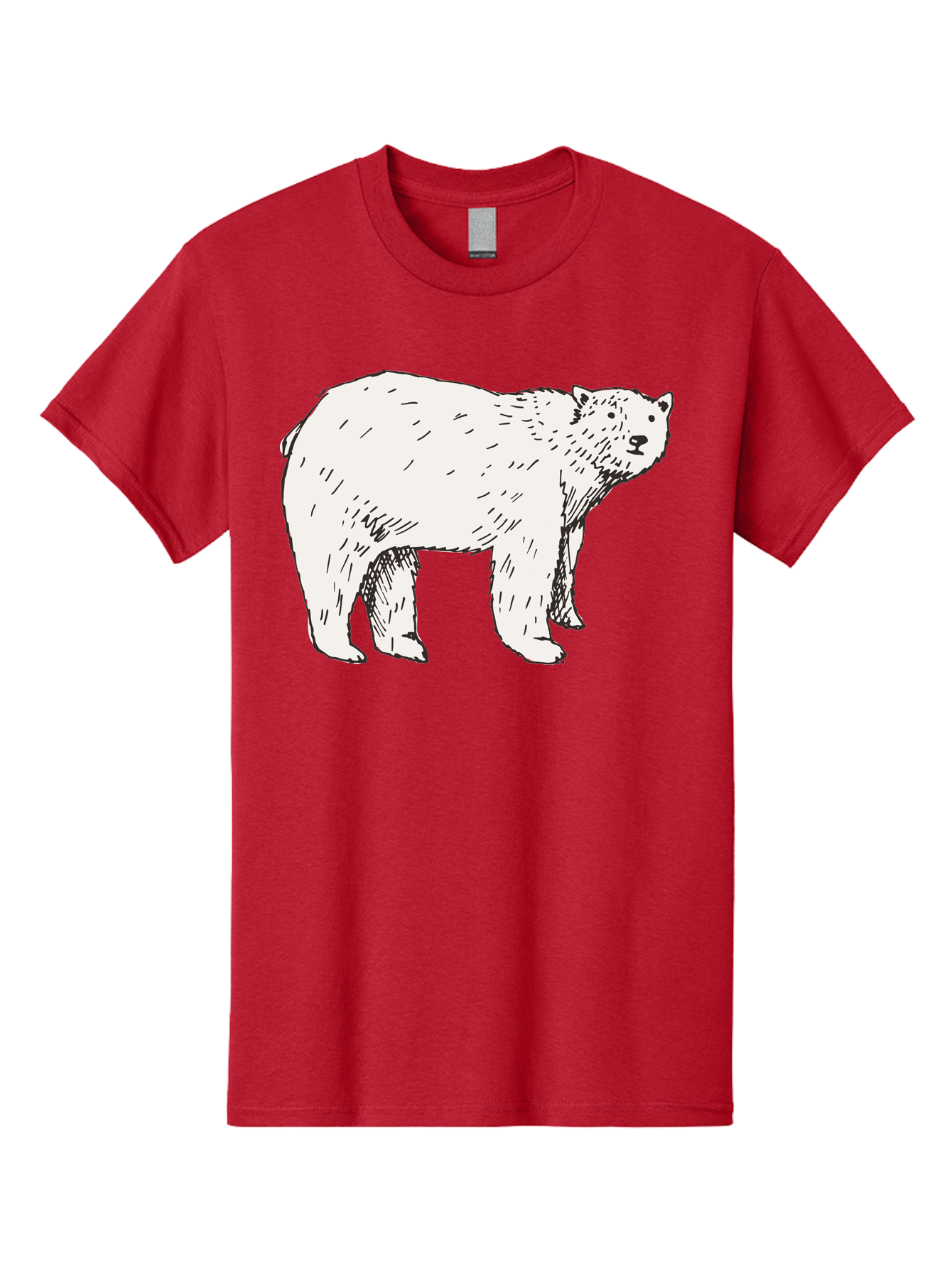 Polar-Bear-1 Men'S Graphic Tee, 100% Cotton, Comfortable Casual Summer Wear, Machine Washable, Polar Bear Illustration, White Bear, Black Outline, Wildlife Art, Polar Bear Drawing, Arctic Animal, Furry Creature, Animal Graphic Aab052 23