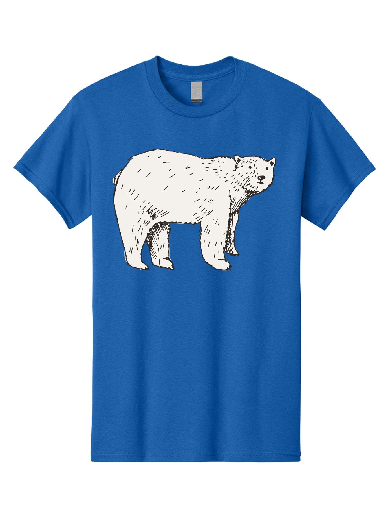 Polar-Bear-1 Men'S Graphic Tee, 100% Cotton, Comfortable Casual Summer Wear, Machine Washable, Polar Bear Illustration, White Bear, Black Outline, Wildlife Art, Polar Bear Drawing, Arctic Animal, Furry Creature, Animal Graphic Aab052