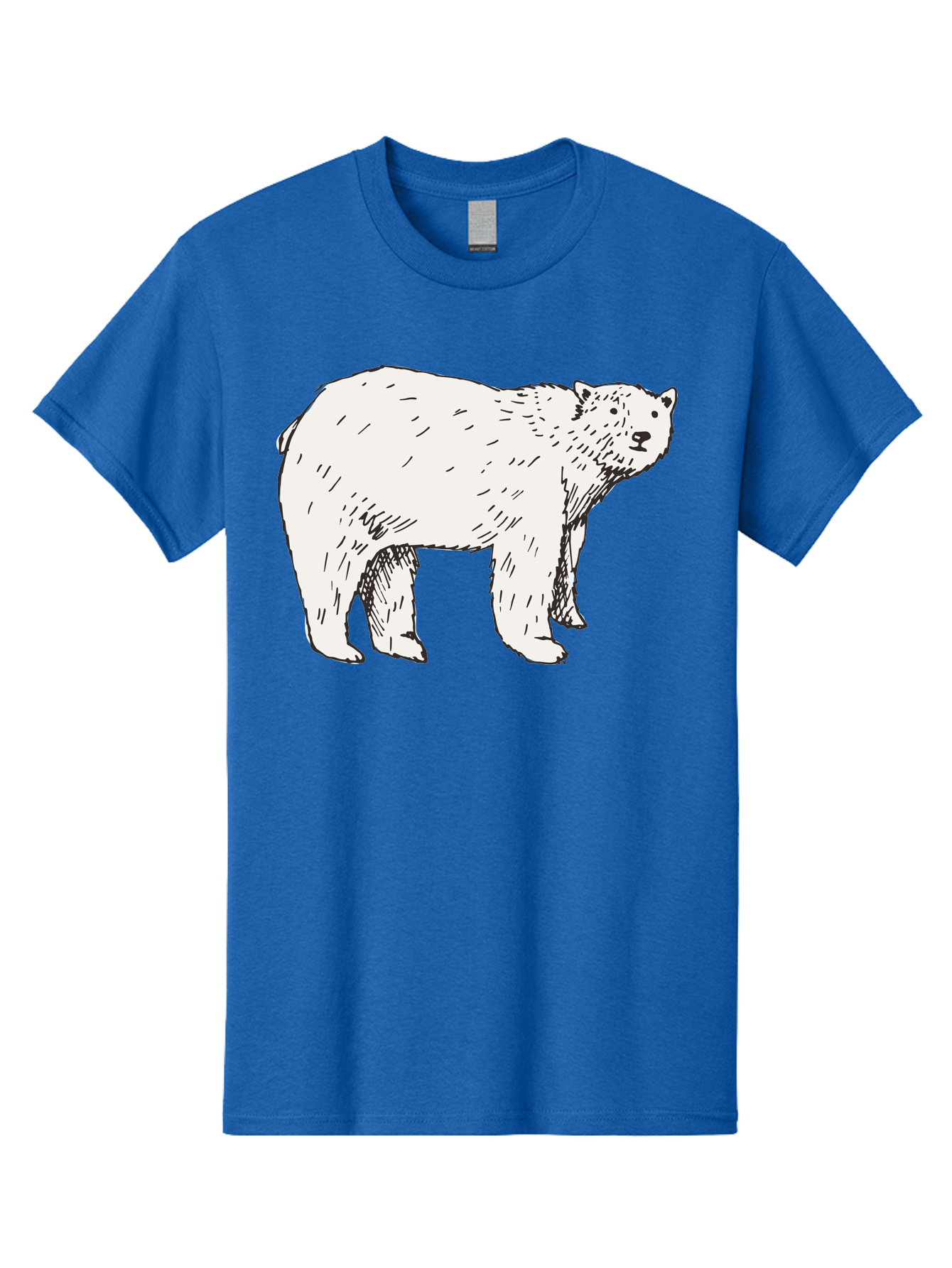 Polar-Bear-1 Men'S Graphic Tee, 100% Cotton, Comfortable Casual Summer Wear, Machine Washable, Polar Bear Illustration, White Bear, Black Outline, Wildlife Art, Polar Bear Drawing, Arctic Animal, Furry Creature, Animal Graphic Aab052 25