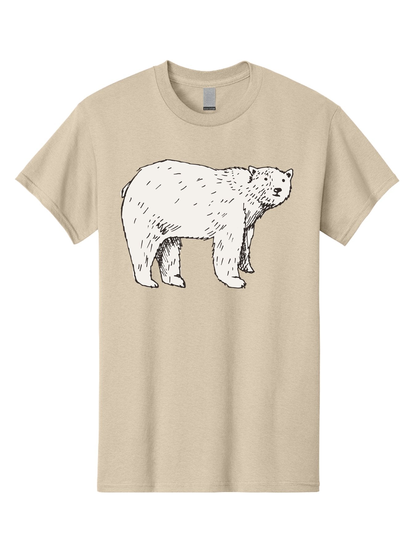 Polar-Bear-1 Men'S Graphic Tee, 100% Cotton, Comfortable Casual Summer Wear, Machine Washable, Polar Bear Illustration, White Bear, Black Outline, Wildlife Art, Polar Bear Drawing, Arctic Animal, Furry Creature, Animal Graphic Aab052 8